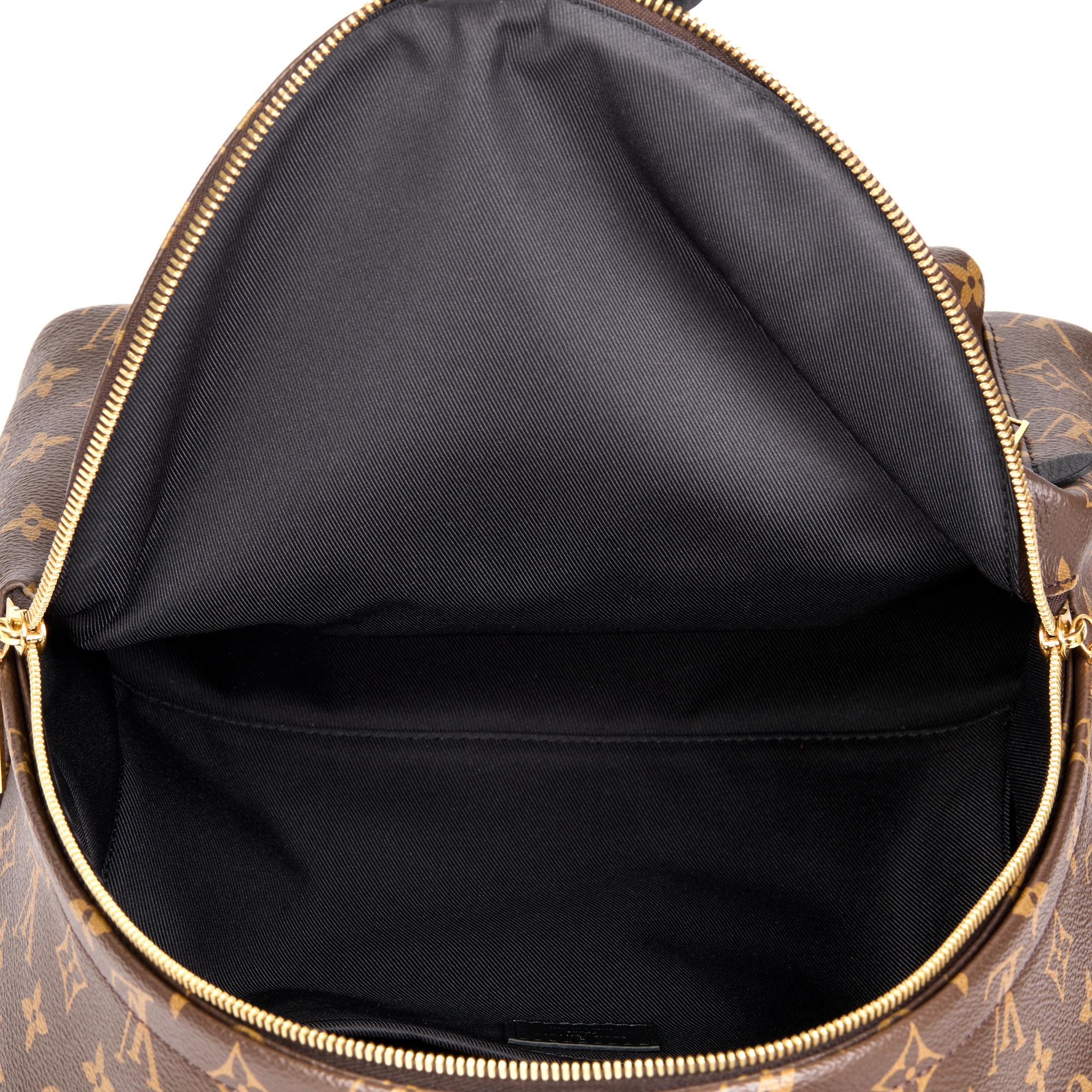 LOUIS VUITTON Brown Monogram Coated Canvas & Black Calfskin Leather Palm Springs 6