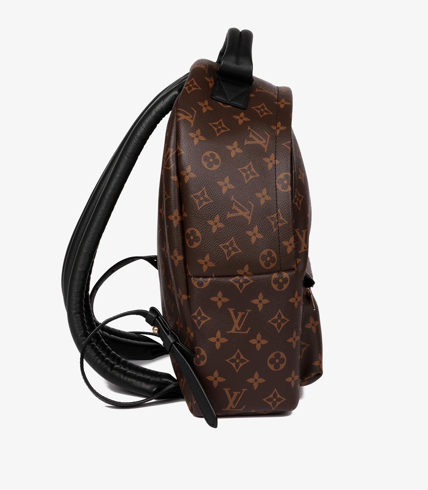 Louis Vuitton Brown Monogram Coated Canvas & Black Calfskin Leather Palm Springs In Excellent Condition In Bishop's Stortford, Hertfordshire