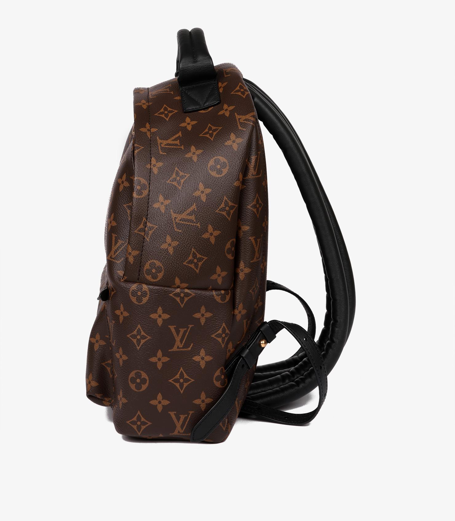 Women's or Men's Louis Vuitton Brown Monogram Coated Canvas & Black Calfskin Leather Palm Springs