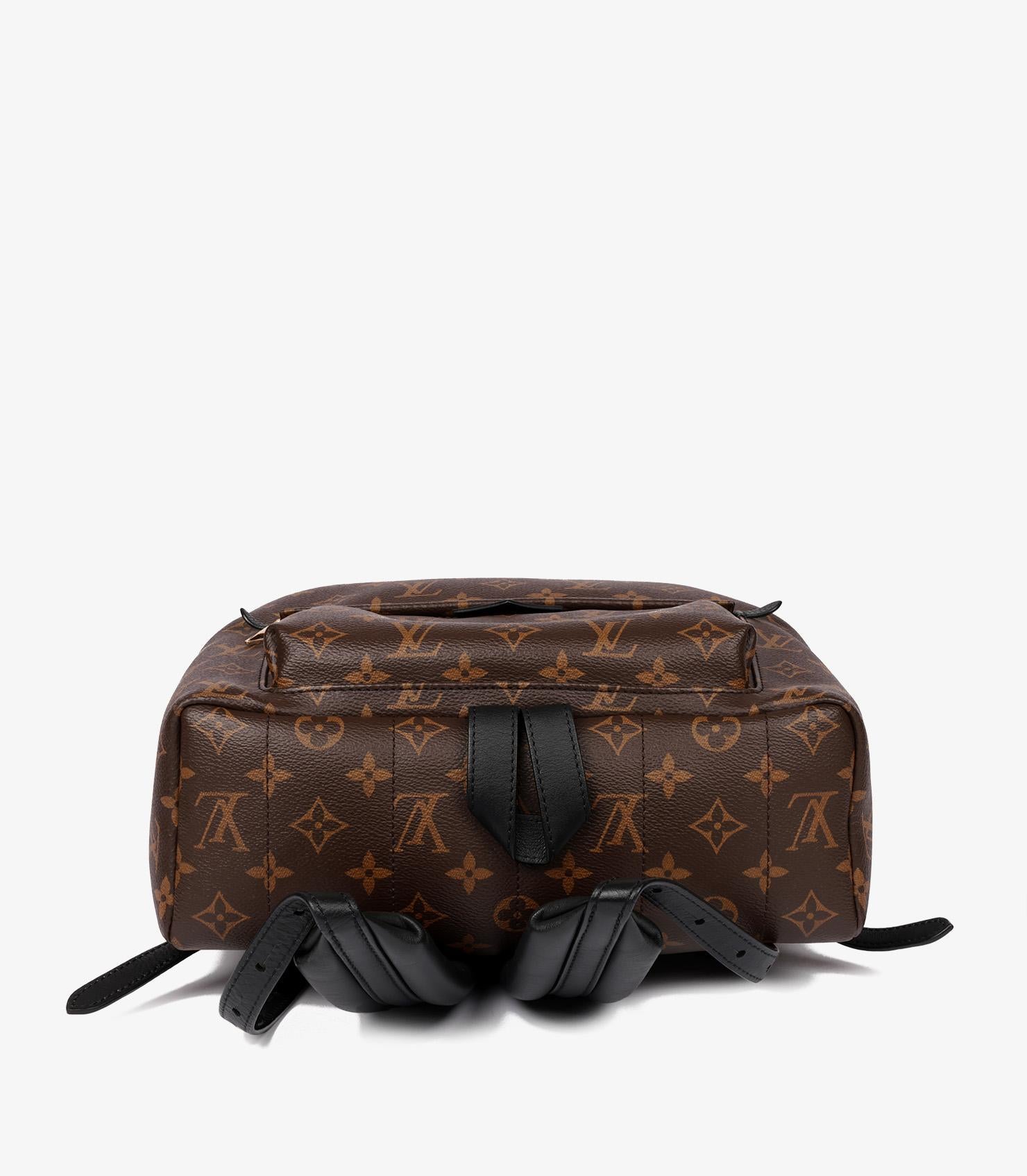 Louis Vuitton Brown Monogram Coated Canvas & Black Calfskin Leather Palm Springs 2