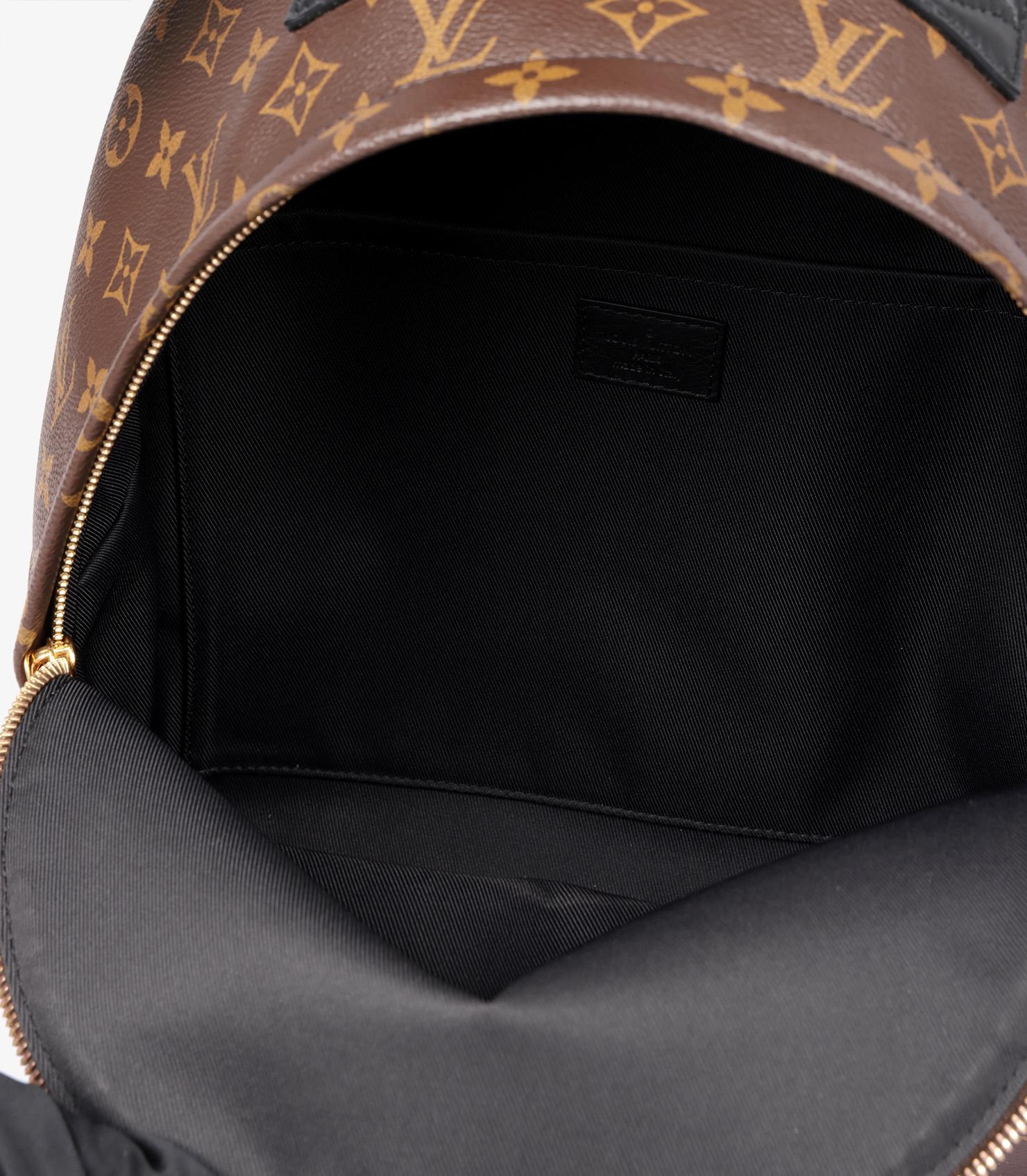 Louis Vuitton Brown Monogram Coated Canvas & Black Calfskin Leather Palm Springs 4