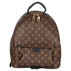 LOUIS VUITTON Brown Monogram Coated Canvas & Black Calfskin Leather Palm Springs