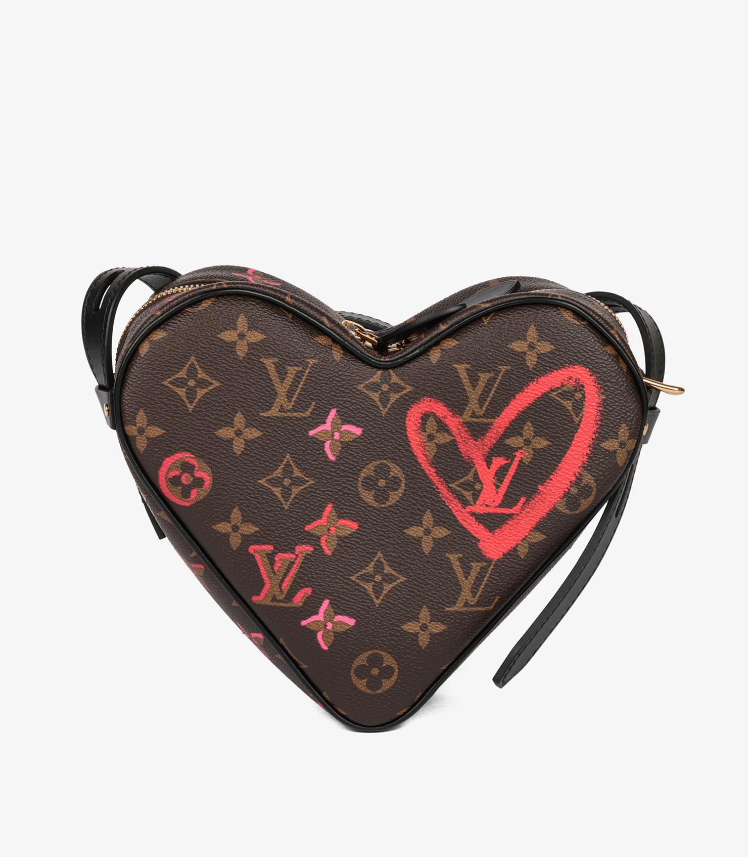Louis Vuitton Braunes Monogram beschichtetes Segeltuch & Schwarzes beschichtetes Segeltuch Sac Coeur im Angebot 7