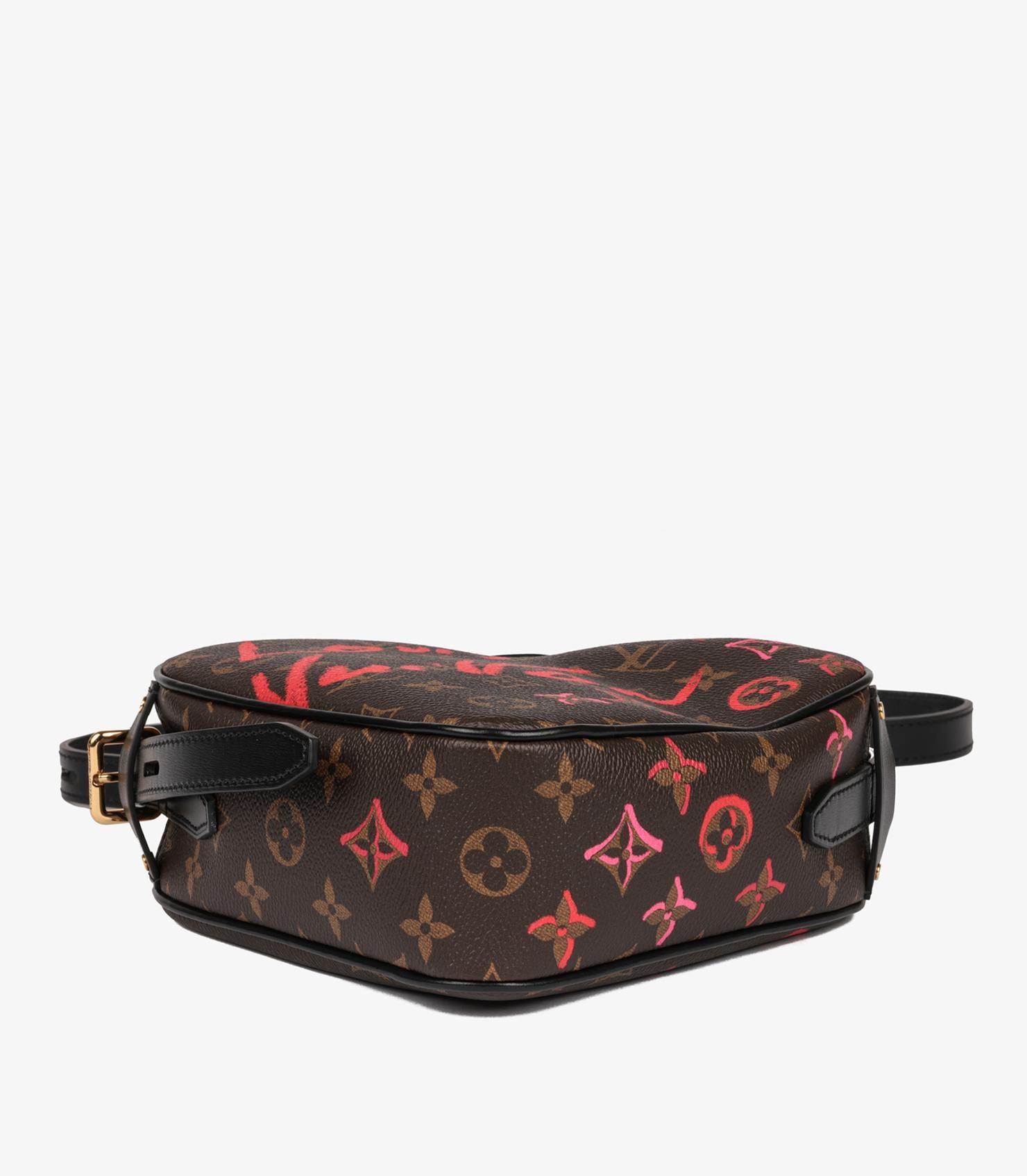 Louis Vuitton Braunes Monogram beschichtetes Segeltuch & Schwarzes beschichtetes Segeltuch Sac Coeur Damen im Angebot