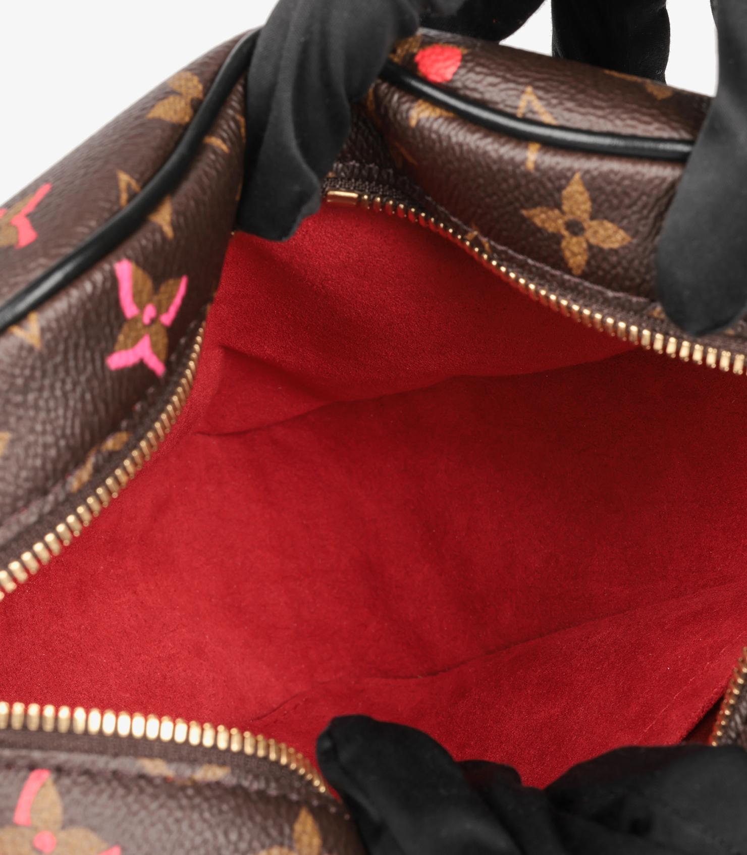 Louis Vuitton Braunes Monogram beschichtetes Segeltuch & Schwarzes beschichtetes Segeltuch Sac Coeur im Angebot 1