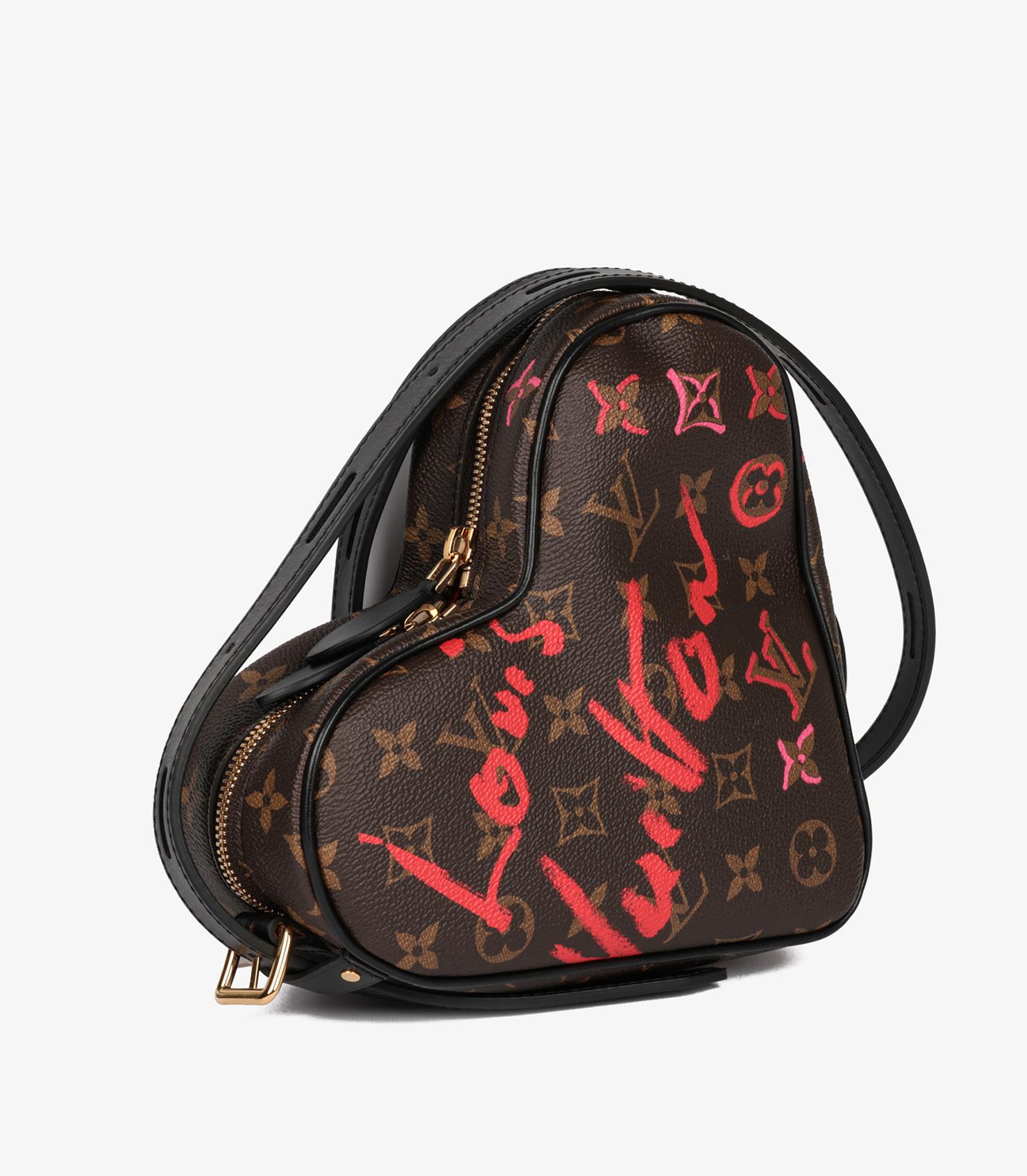 Louis Vuitton Braunes Monogram beschichtetes Segeltuch & Schwarzes beschichtetes Segeltuch Sac Coeur im Angebot 4