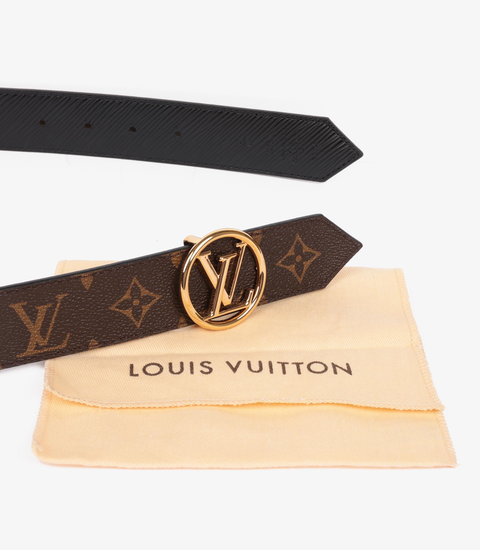 Louis Vuitton Brown Monogram Coated Canvas & Black Epi Leather LV Initiales 35mm In Excellent Condition For Sale In Bishop's Stortford, Hertfordshire