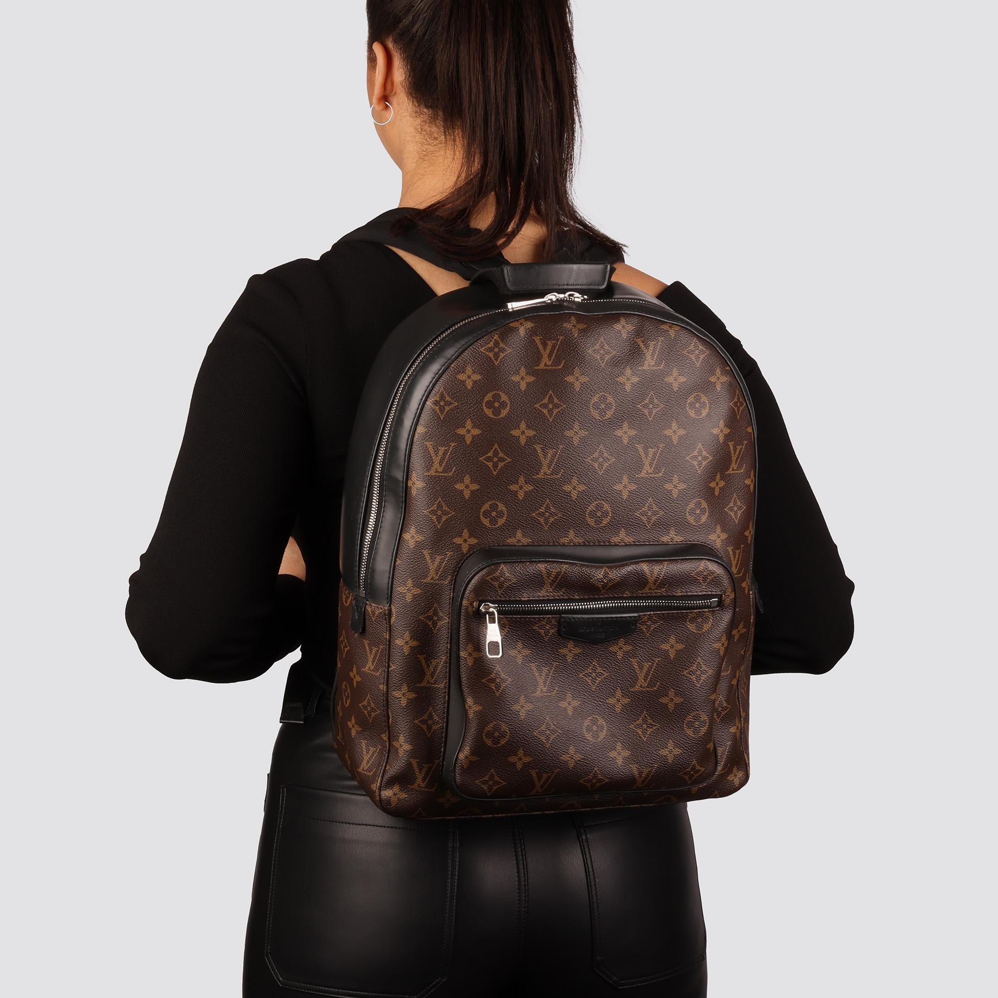 LOUIS VUITTON Brown Monogram Coated Canvas & Black Leather Josh Backpack 5