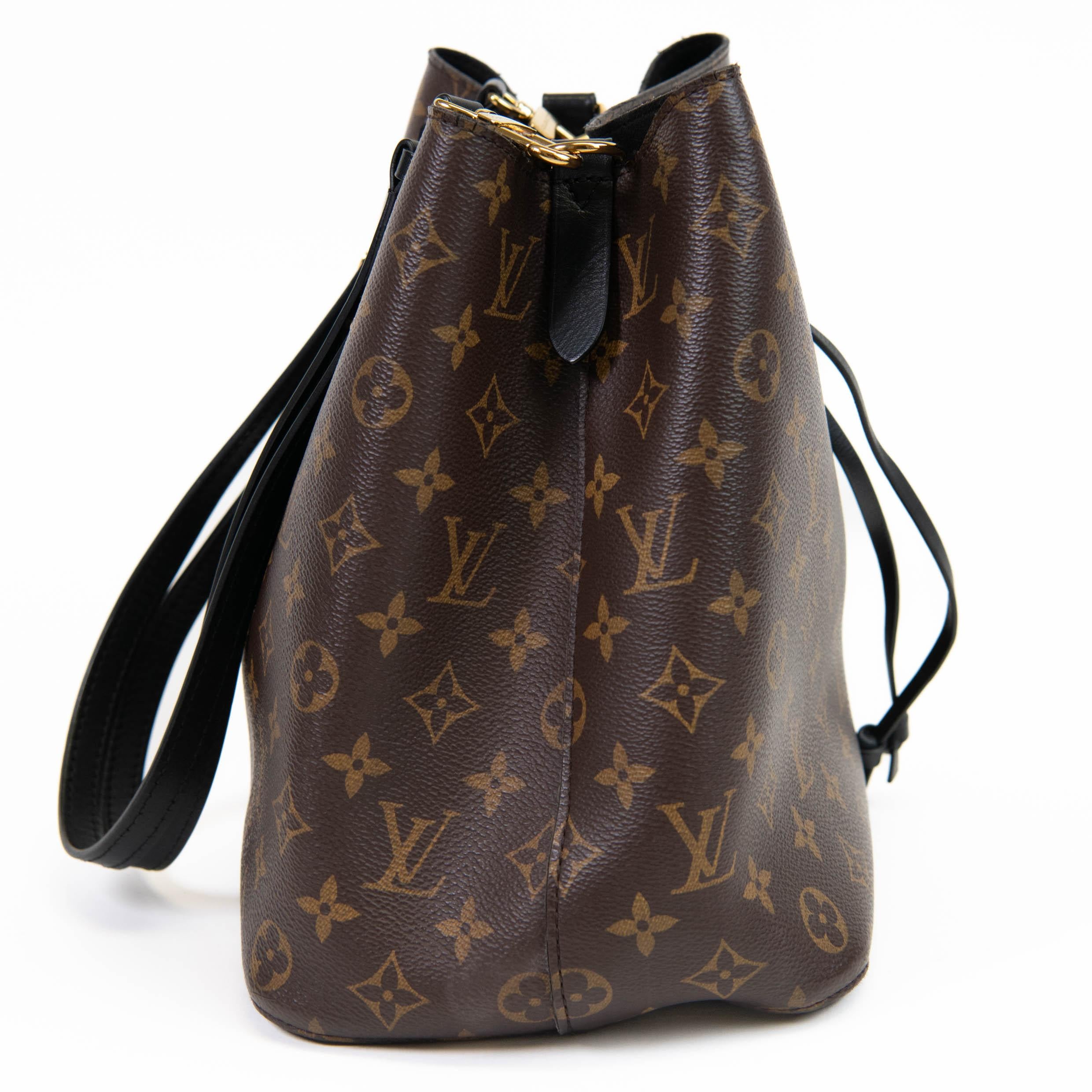 Louis Vuitton Brown Monogram Coated Canvas Black Trim Neonoe MM Bucket Bag 1