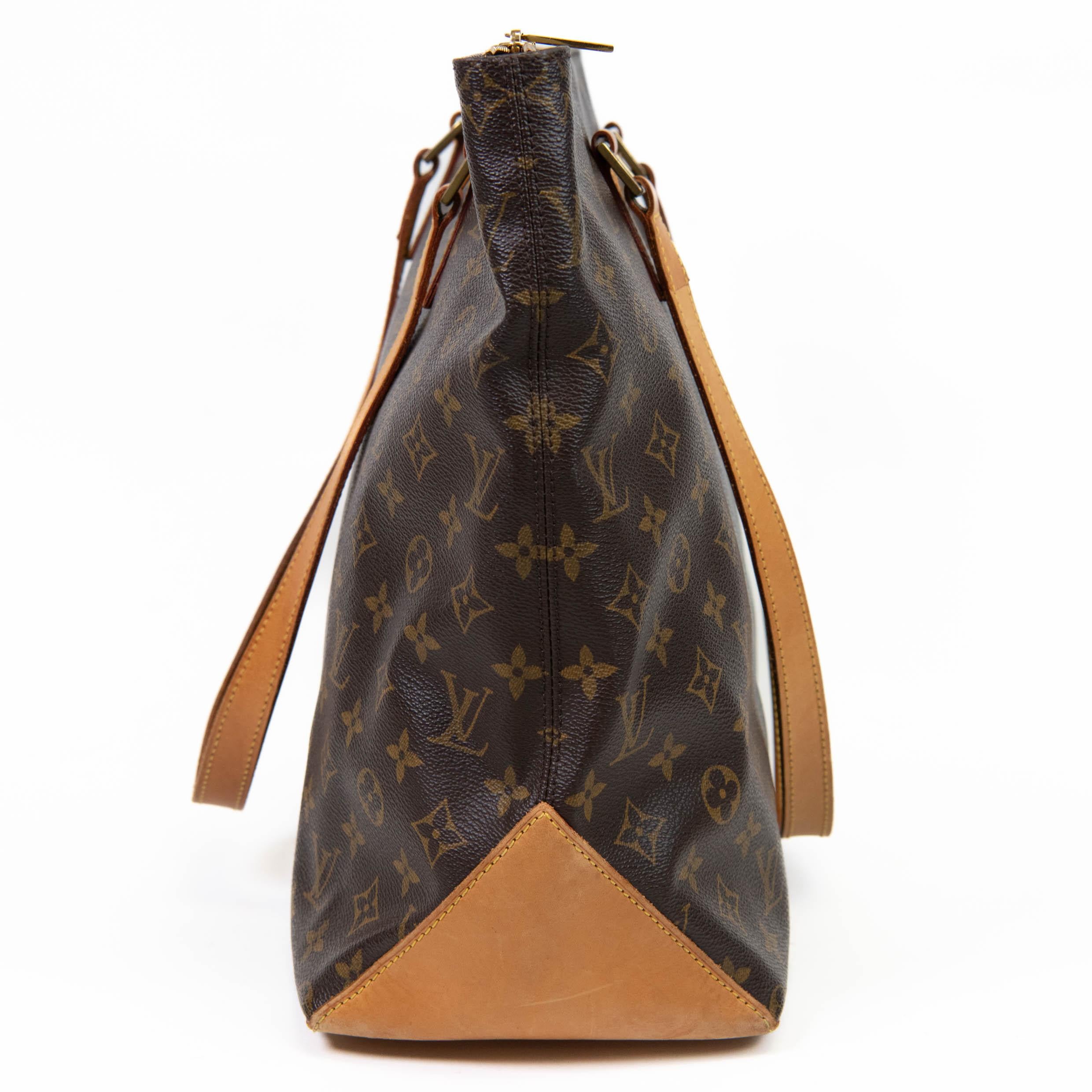 Louis Vuitton Brown Monogram Coated Canvas Cabas Mezzo In Good Condition In Corona Del Mar, CA