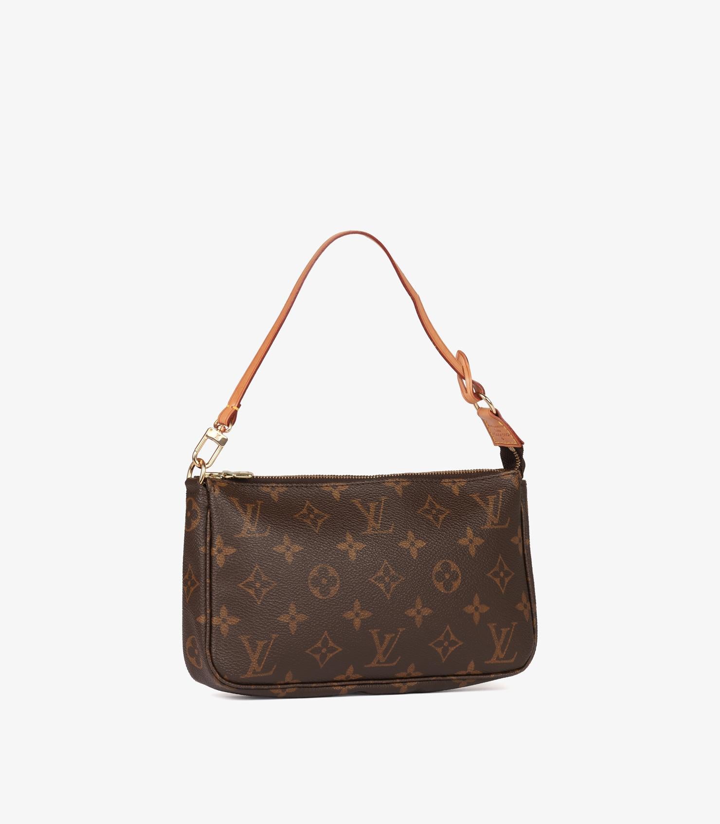 Noir Pochette Vintage Louis Vuitton en toile Coates et cuir de veau marron avec Monogramme en vente