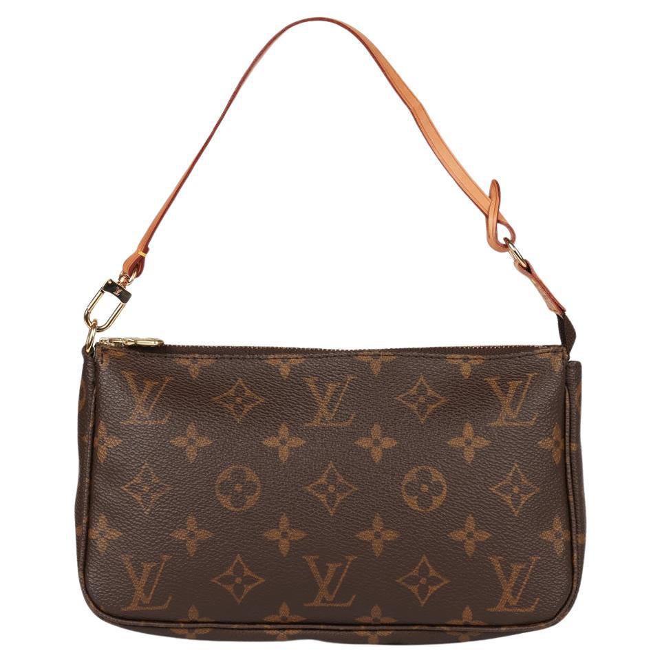 Louis Vuitton Brown Monogram Coated Canvas 
Calfskin Leather Vintage Pochette