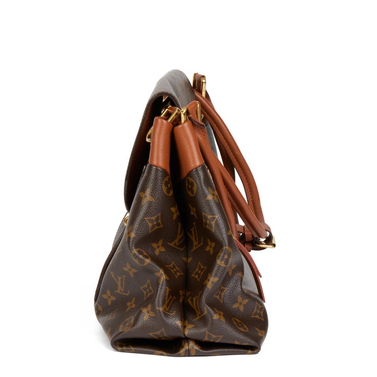 Women's LOUIS VUITTON Brown Monogram Coated Canvas & Camel Calfskin Leather Olympe For Sale