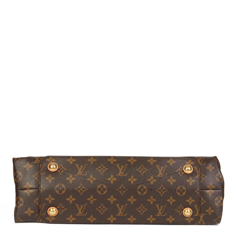 LOUIS VUITTON Brown Monogram Coated Canvas & Camel Calfskin Leather Olympe For Sale 2