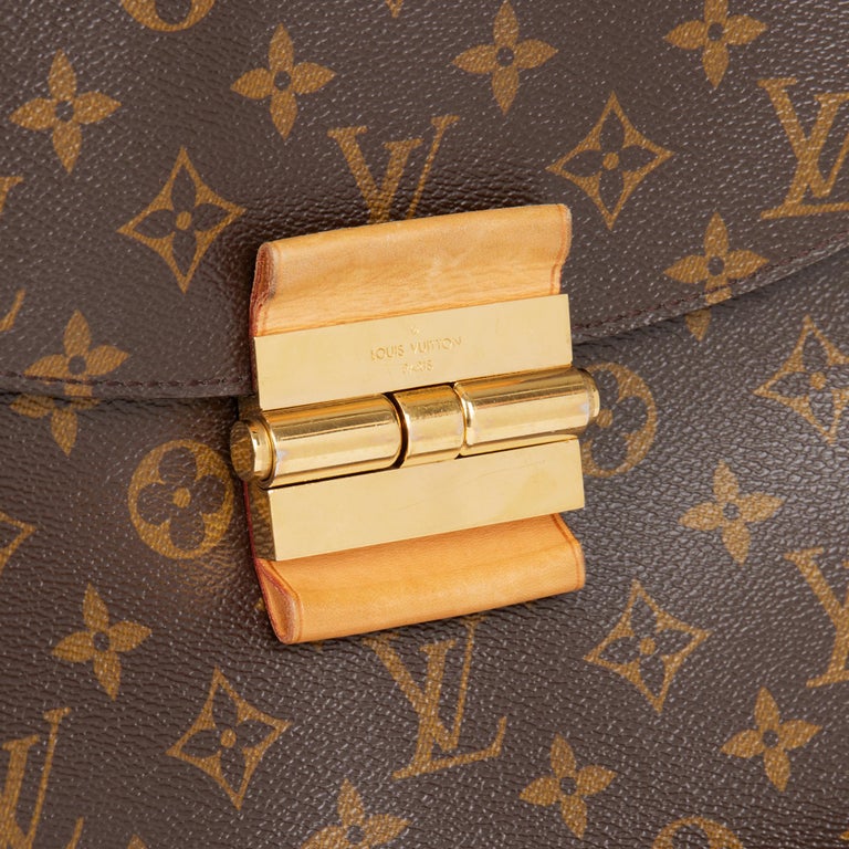 LOUIS VUITTON Brown Monogram Coated Canvas & Camel Calfskin Leather Olympe For Sale 3