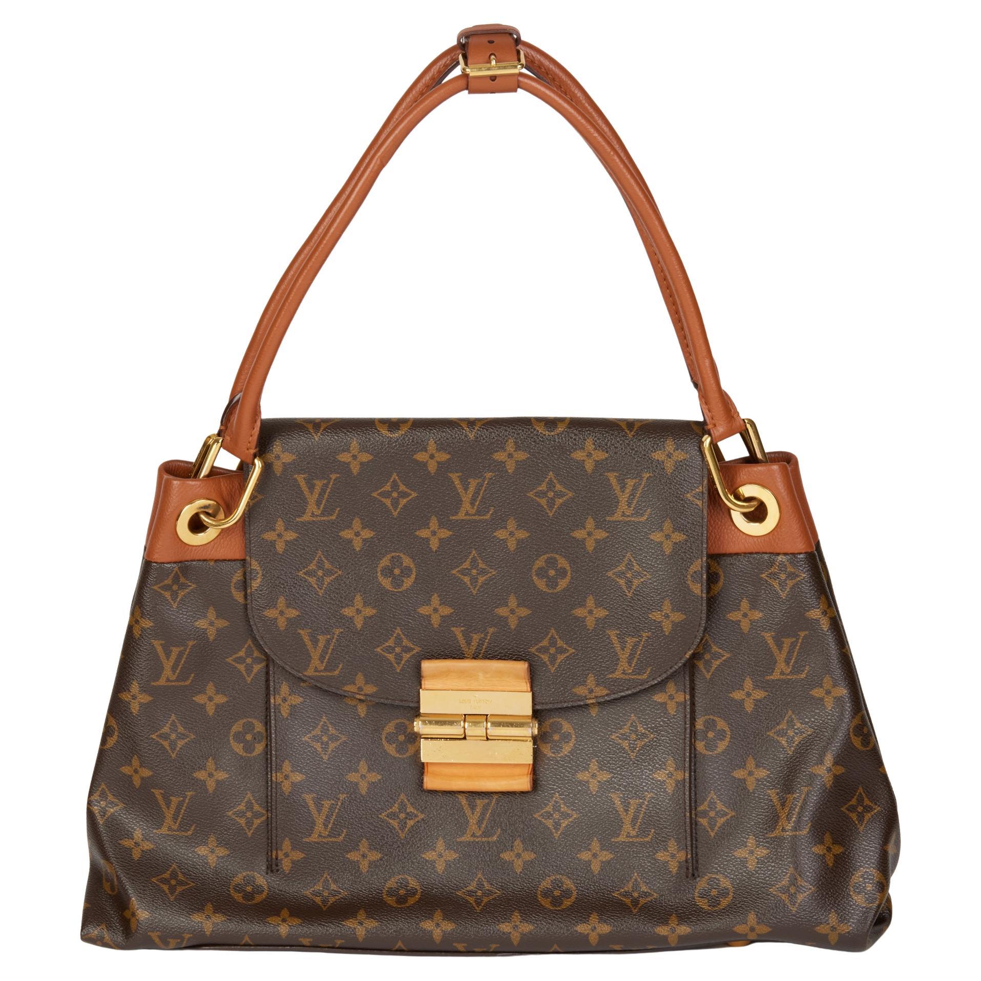 LOUIS VUITTON Brown Monogram Coated Canvas & Camel Calfskin Leather Olympe