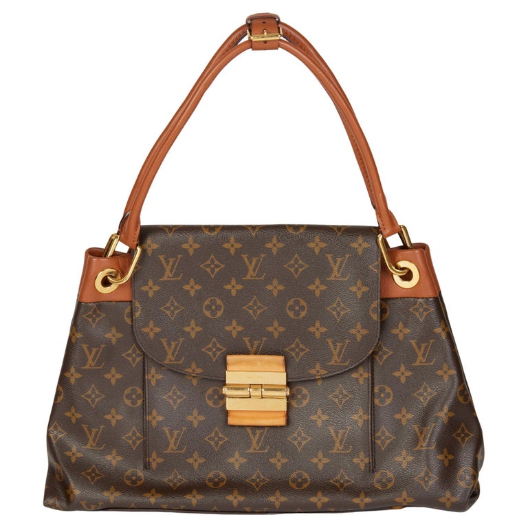 LOUIS VUITTON Brown Monogram Coated Canvas & Camel Calfskin Leather Olympe For Sale