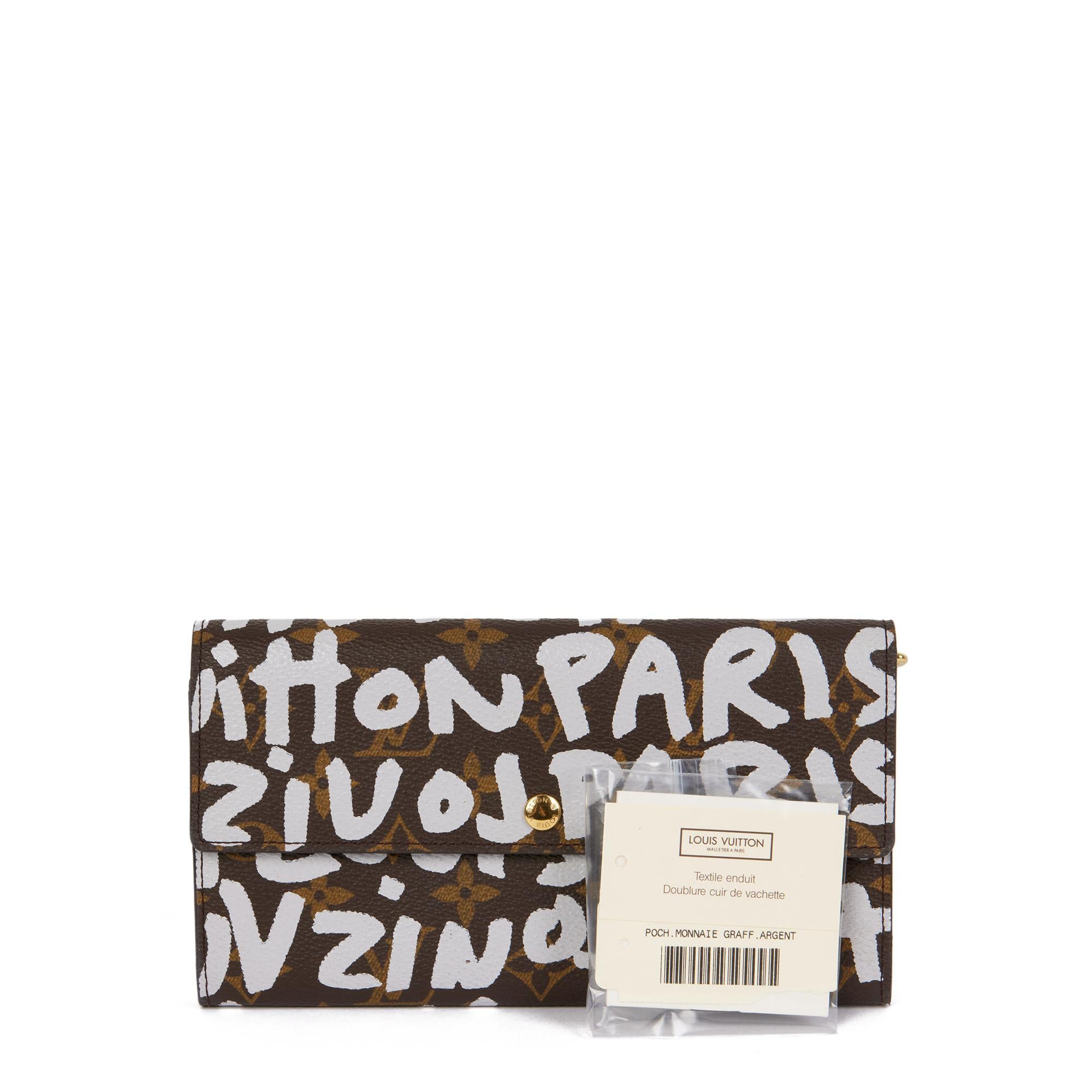 Louis Vuitton BROWN MONOGRAM COATED CANVAS GRAFFITI STEPHEN SPROUSE SARAH WALLET In Excellent Condition In Bishop's Stortford, Hertfordshire