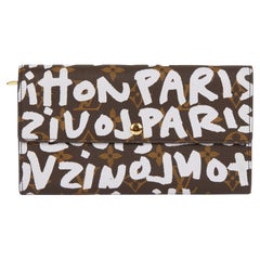 Louis Vuitton BROWN MONOGRAM COATED CANVAS GRAFFITI STEPHEN SPROUSE SARAH WALLET