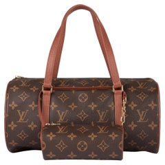 Louis Vuitton Brown Monogram & Grained Calfskin Leather Vintage Papillon 30