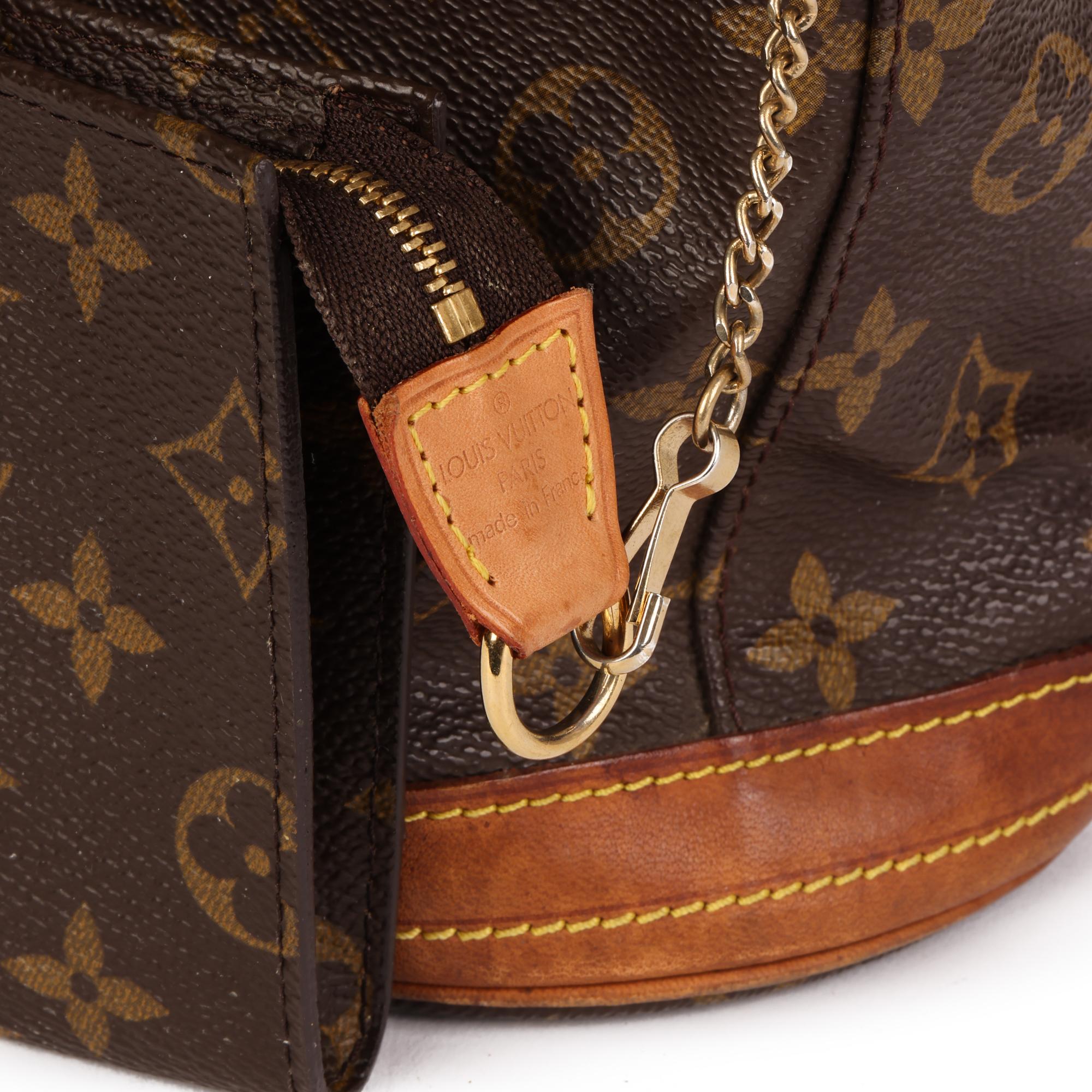 LOUIS VUITTON Brown Monogram Coated Canvas & Leather Bucket Bag PM with Pouch 3