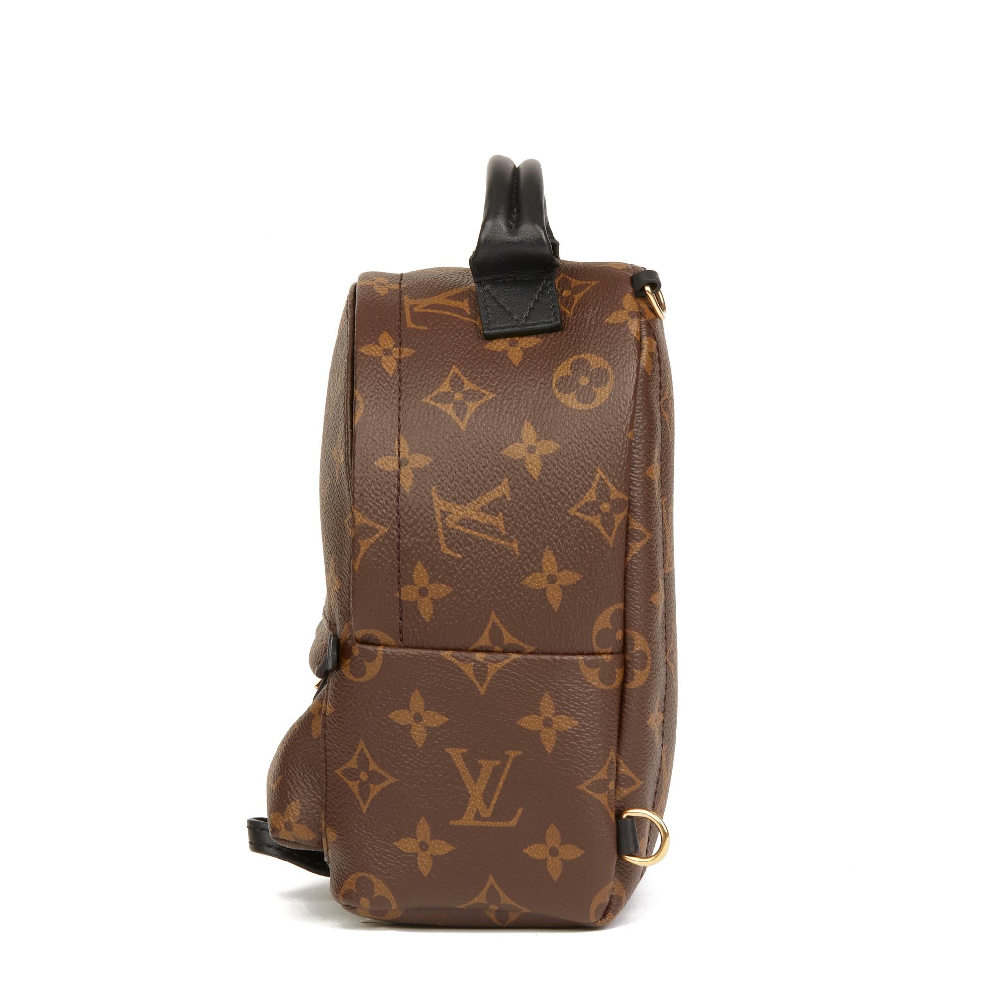 Louis Vuitton Brown Monogram Coated Canvas Mini Palm Springs Backpack In Excellent Condition In Bishop's Stortford, Hertfordshire