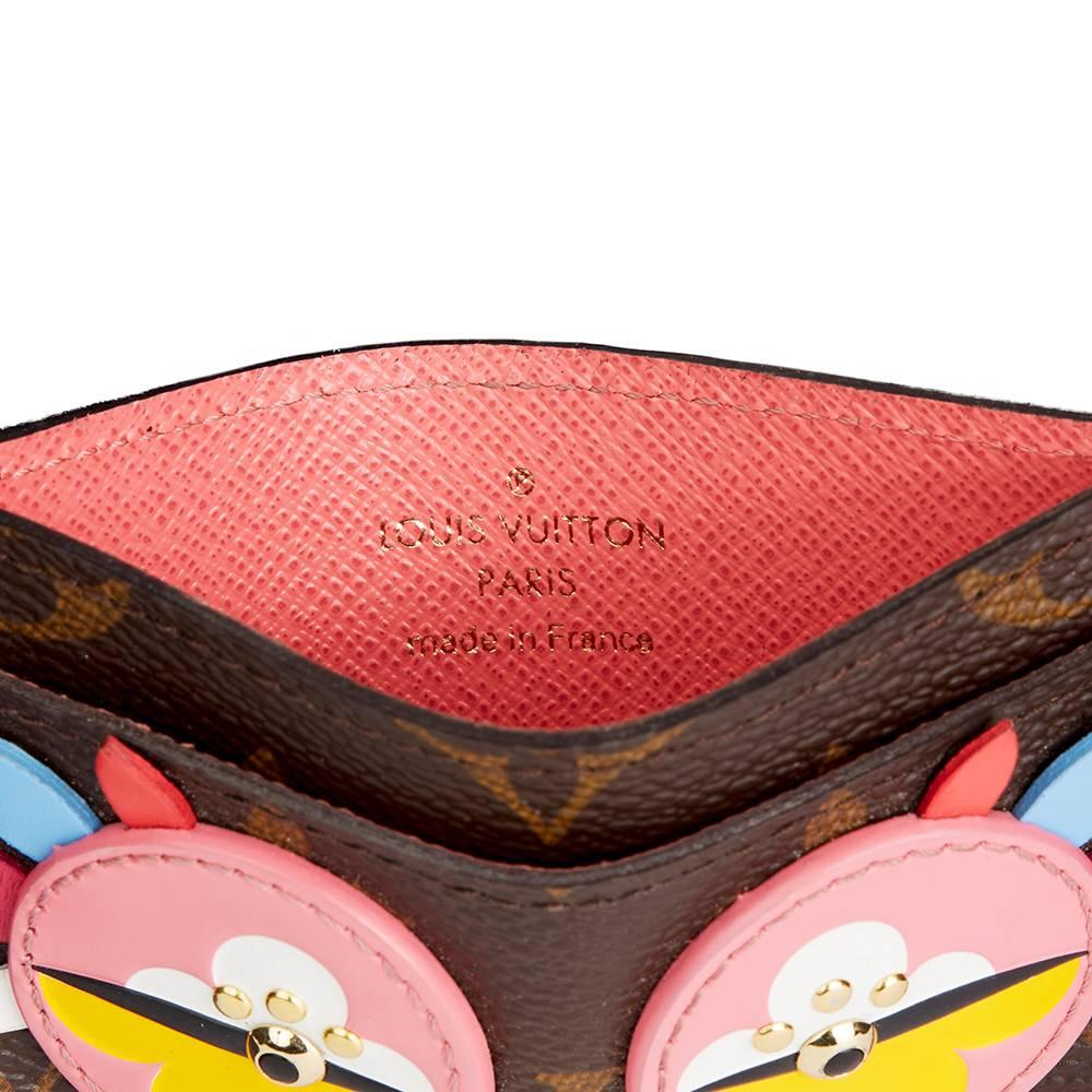 2016 Louis Vuitton Brown Monogram Coated Canvas Multicolour Owl Card Holder 1