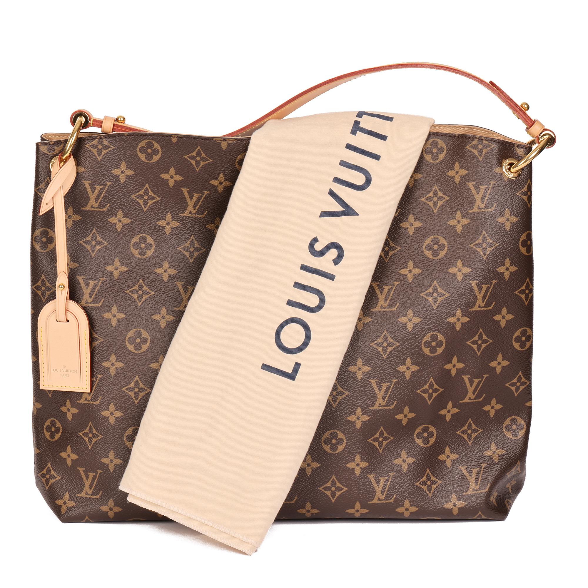 LOUIS VUITTON Brown Monogram Coated Canvas & Natural Calfskin Leather Graceful M 8