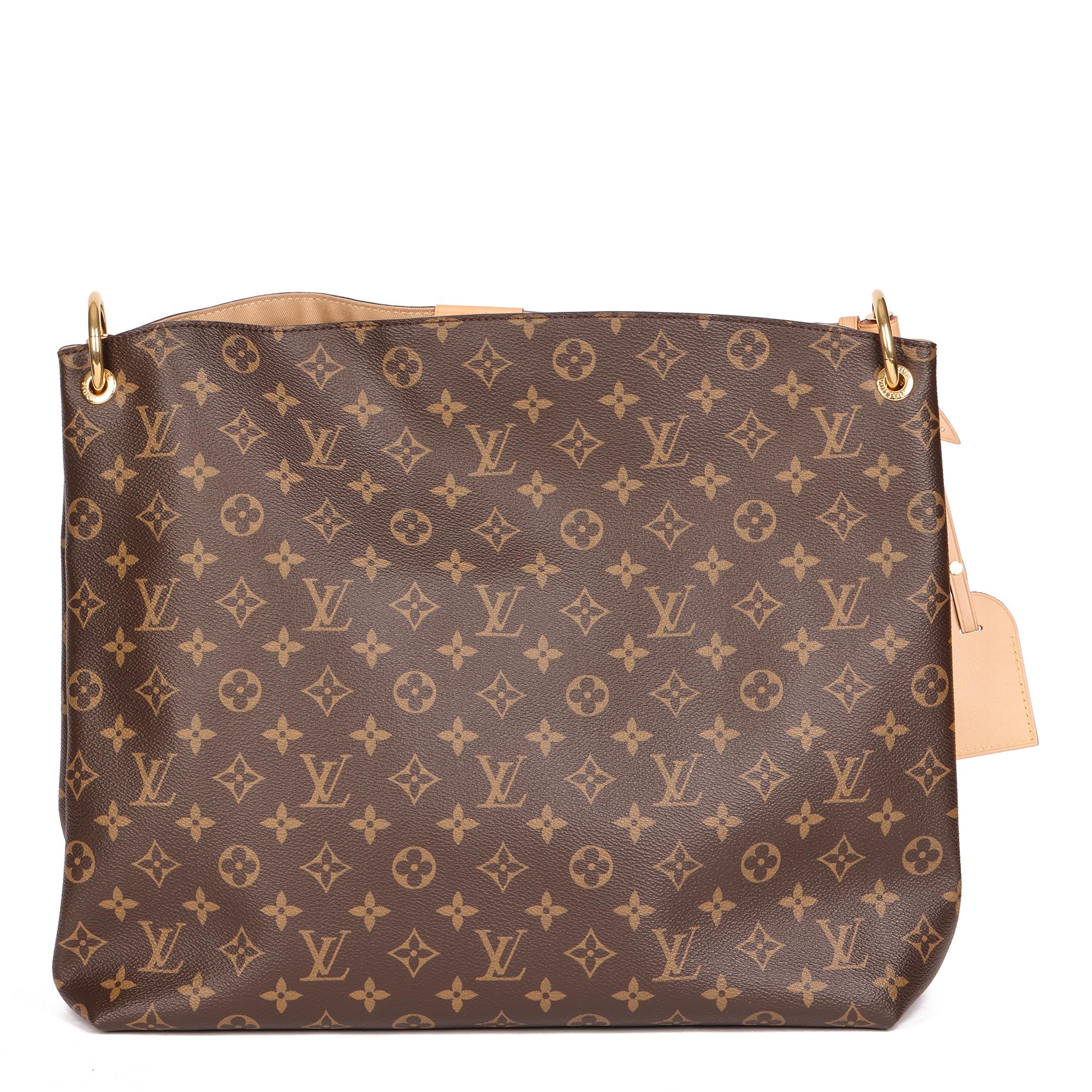 LOUIS VUITTON Brown Monogram Coated Canvas & Natural Calfskin Leather Graceful M 1