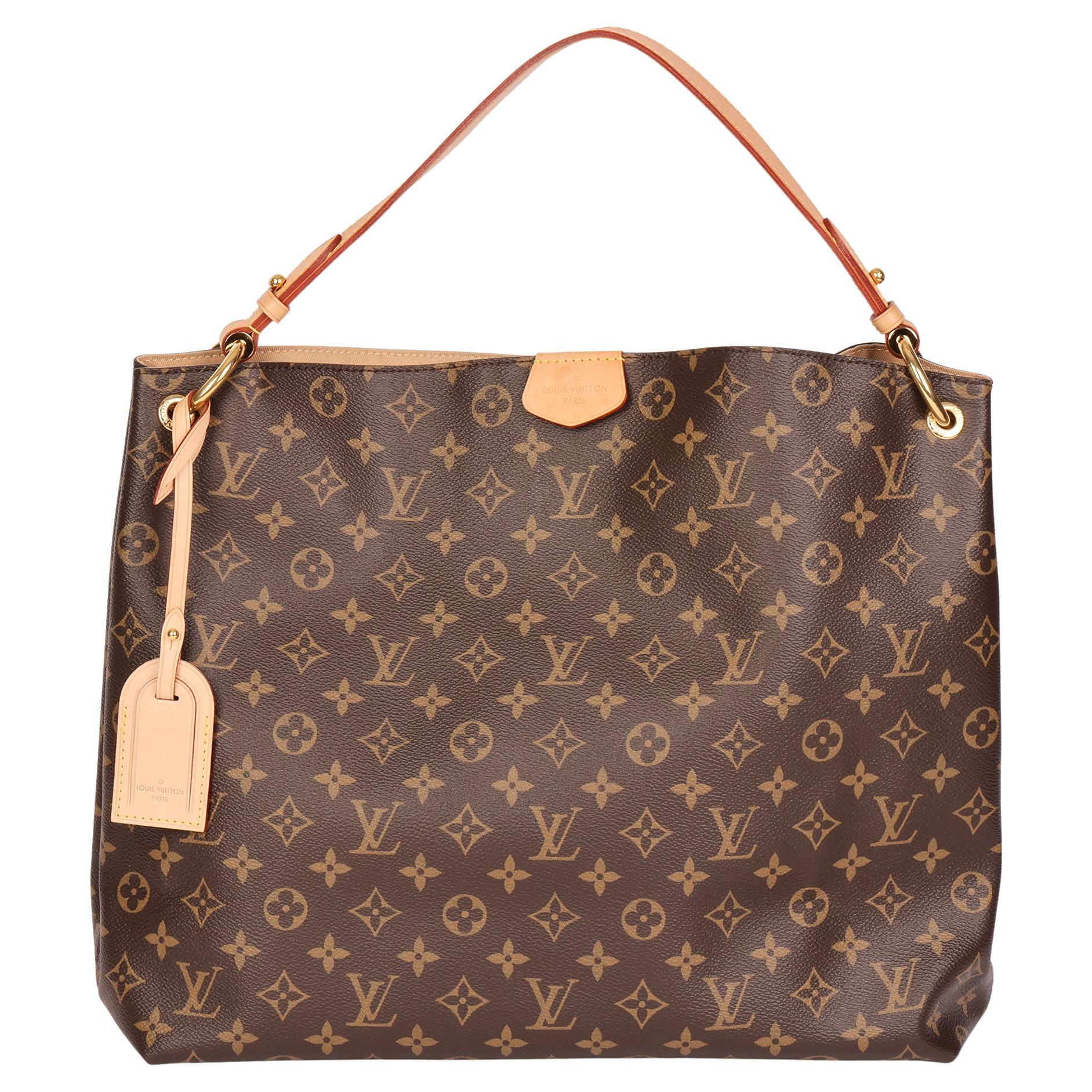 LOUIS VUITTON Brown Monogram Coated Canvas & Natural Calfskin Leather Graceful M