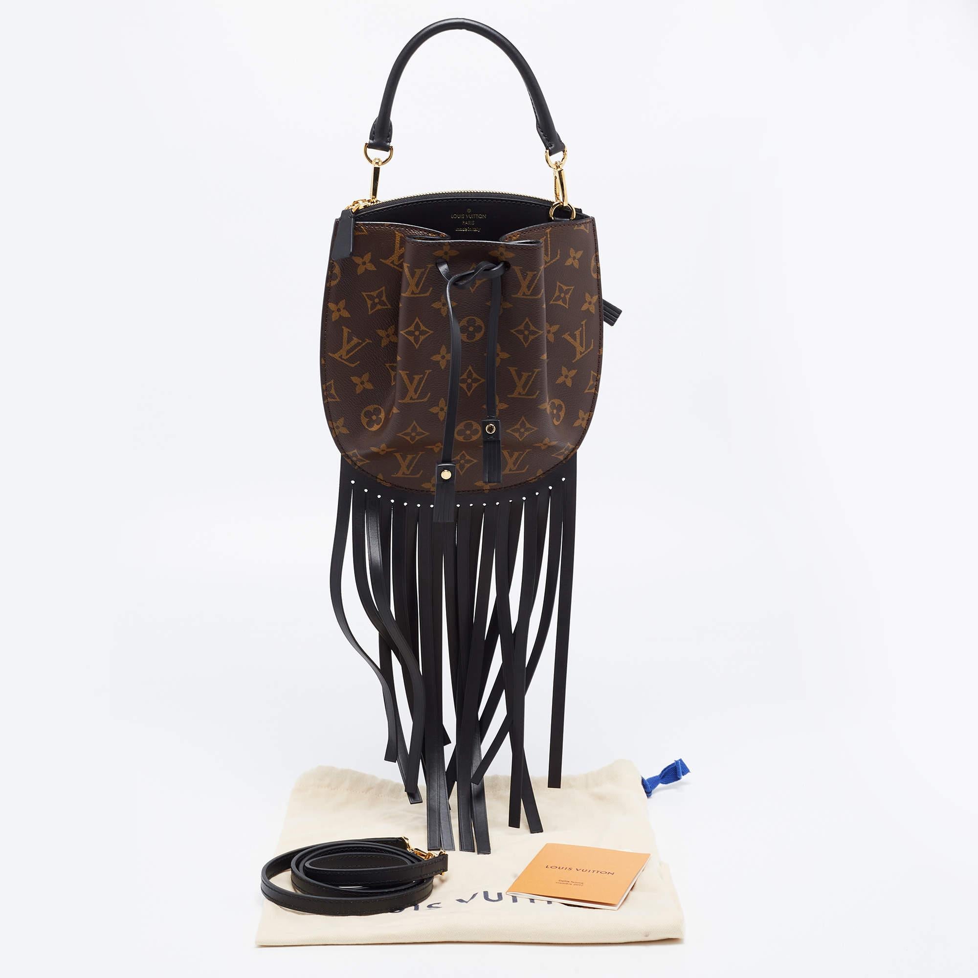 Louis Vuitton Brown Monogram Coated Canvas Noe Fringe Crossbody Bag 6