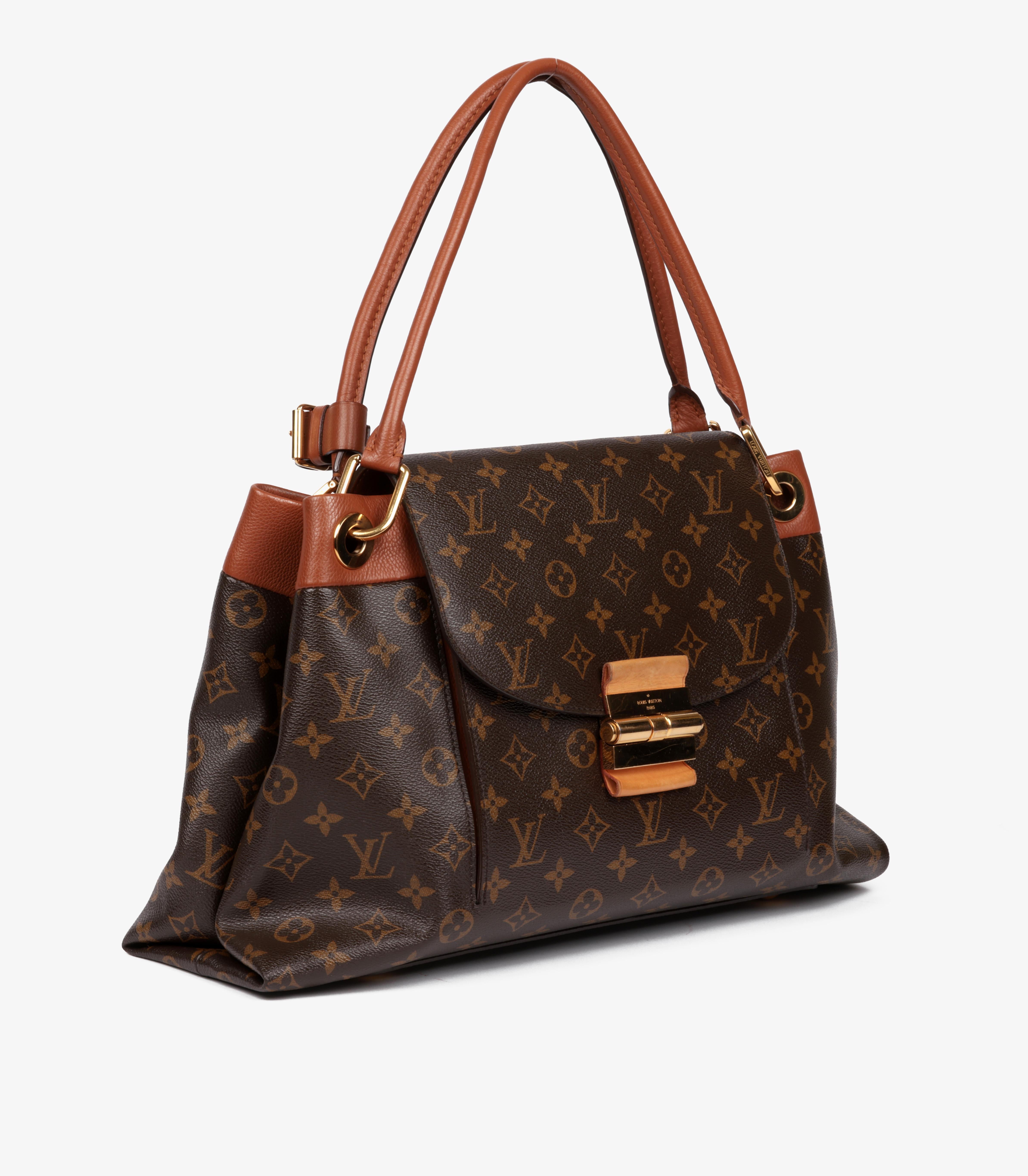 Louis Vuitton Brown Monogram Coated Canvas, Vachetta Leather & Havane Calfskin Leather Olympe

Brand- Louis Vuitton
Model- Olympe
Serial Number- SP****
Age-Circa 2013
Accompanied By- Handle Keeper
Colour- Brown, Havane
Hardware- Golden