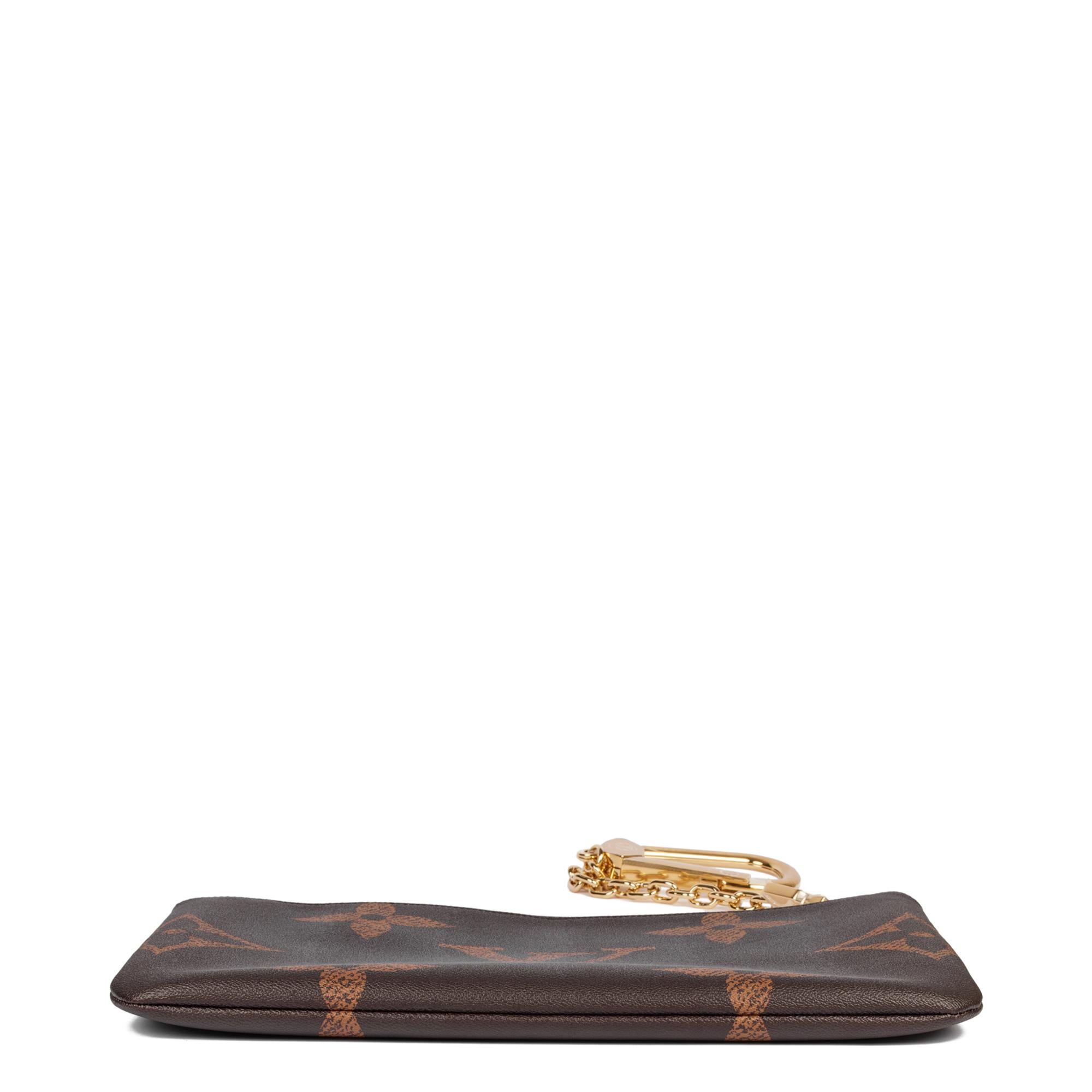 LOUIS VUITTON Brown Monogram Coated Canvas Pochette Clés XL In Excellent Condition In Bishop's Stortford, Hertfordshire
