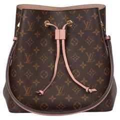 Louis Vuitton Brown Monogram Coated Canvas & Rose Poudré Calfskin Leather NéoNoé