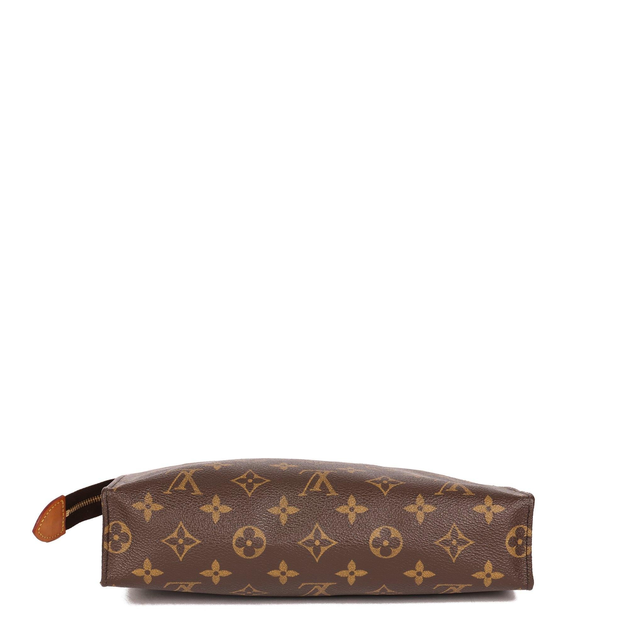 Brown Louis Vuitton BROWN MONOGRAM COATED CANVAS TOILETRY POUCH 26