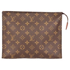 Louis Vuitton - Pochette marron en toile de soie marron à capuche MONOGRAM, taille 26