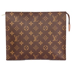 Louis Vuitton - Pochette de toilette en toile enduite marron avec monogramme 