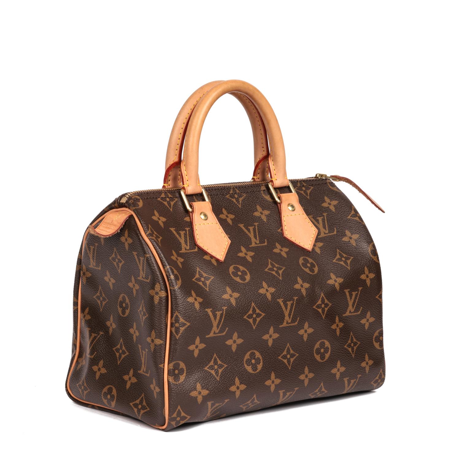 LOUIS VUITTON
Brown Monogram Coated Canvas & Vacehtta Leather Speedy 25

Xupes Reference: CB897
Serial Number: MB4130
Age (Circa): 2010
Accompanied By: Louis Vuitton Dust Bag, Padlock
Authenticity Details: Date Stamp (Made in France)
Gender: