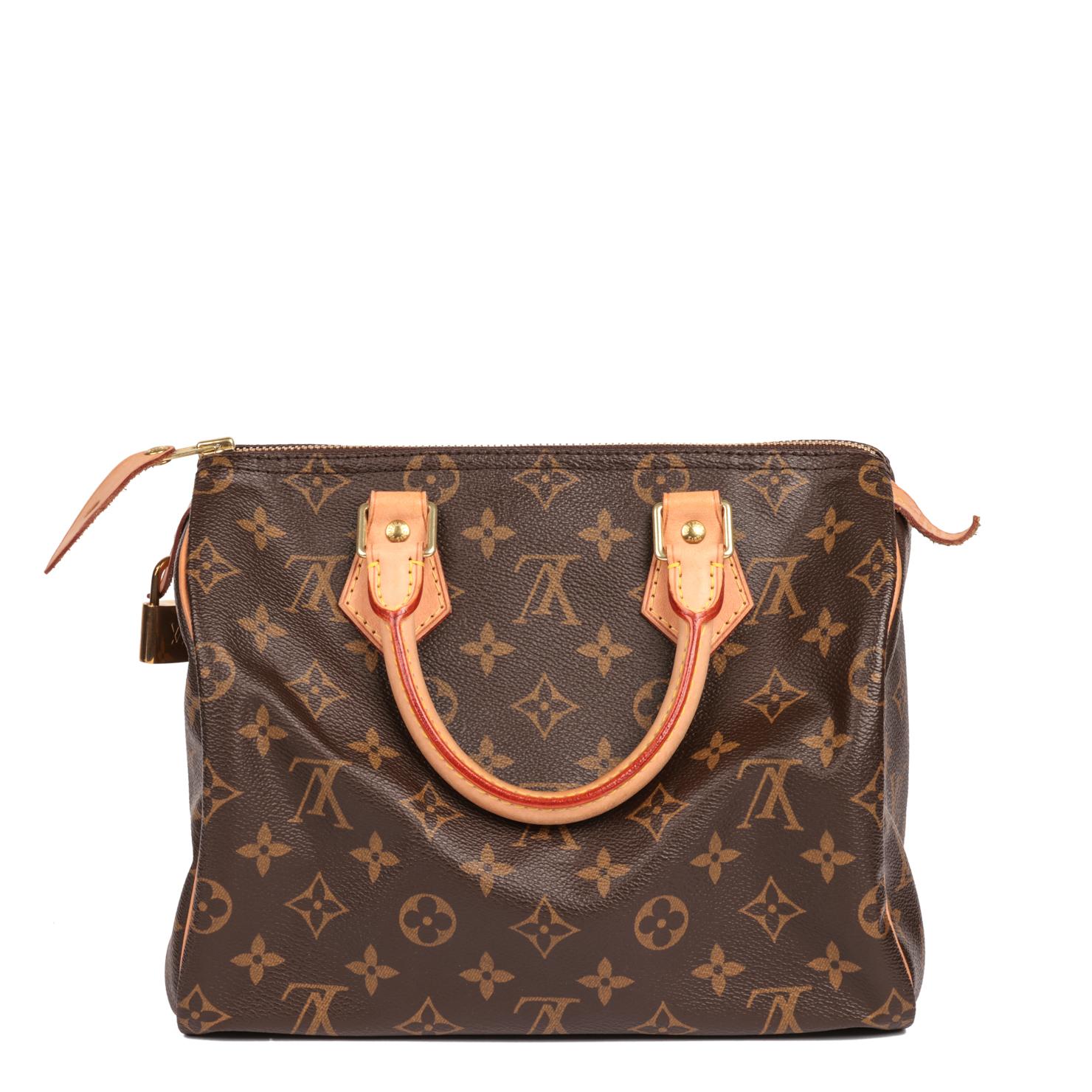 LOUIS VUITTON Brown Monogram Coated Canvas & Vacehtta Leather Speedy 25 1