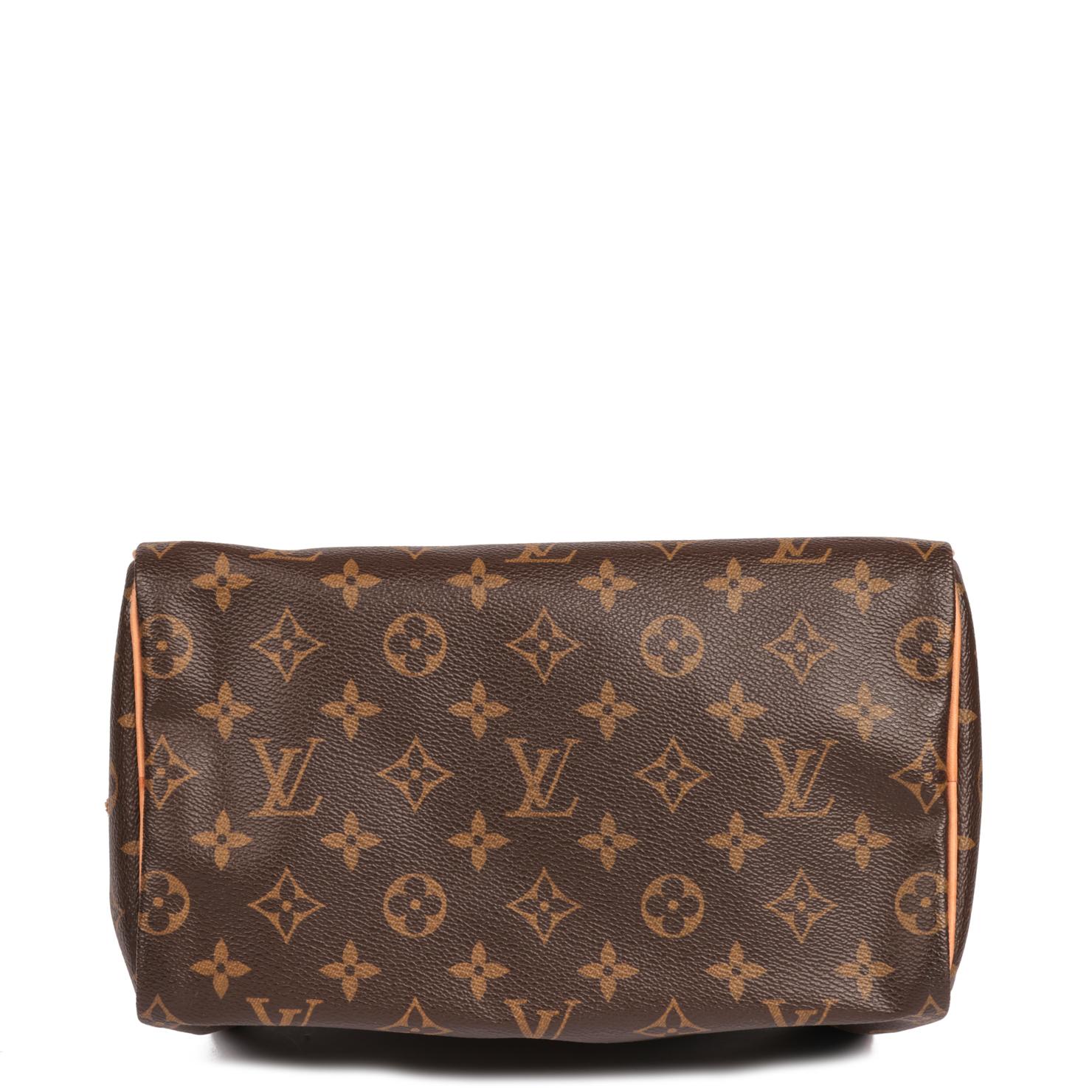 LOUIS VUITTON Brown Monogram Coated Canvas & Vacehtta Leather Speedy 25 2
