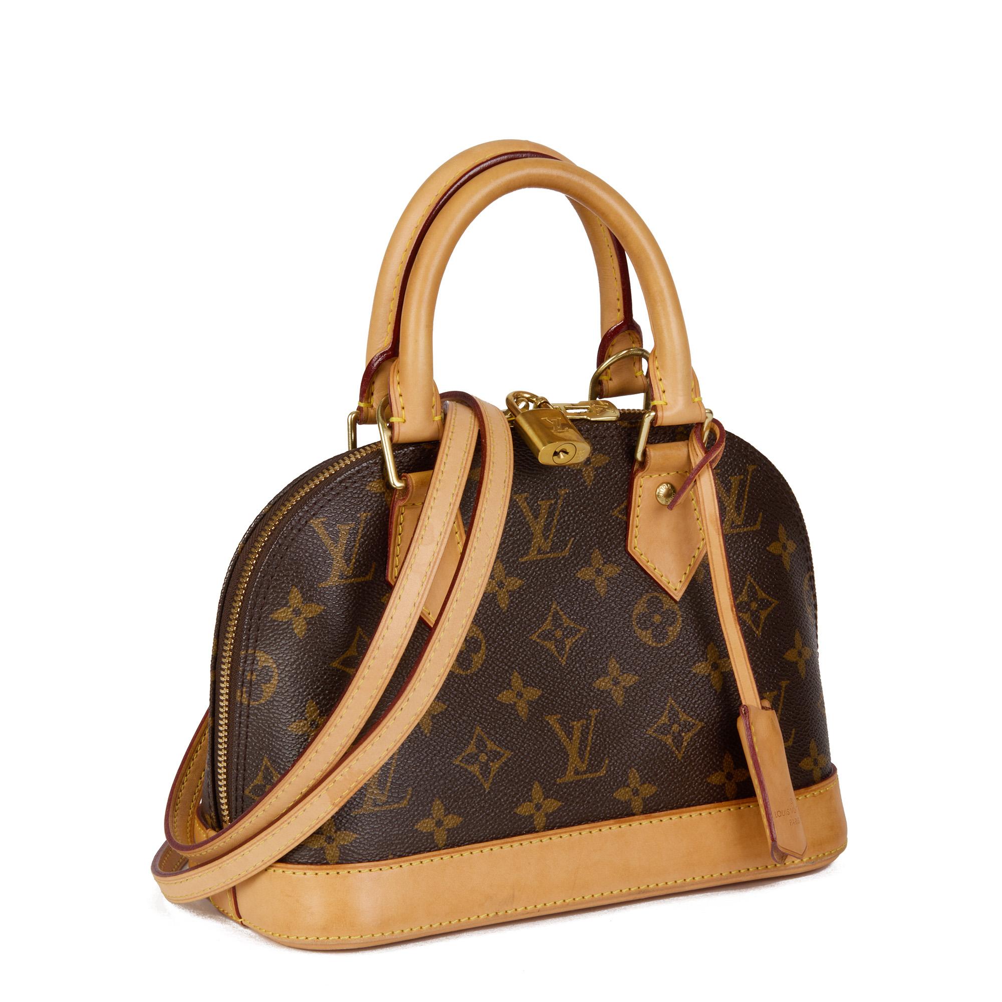 LOUIS VUITTON
Brown Monogram Coated Canvas & Vachetta Leather Alma BB

Xupes Reference: CB613
Serial Number: SO4163
Age (Circa): 2013
Accompanied By: Louis Vuitton Dust Bag, Box, Shoulder Strap, Padlock, Keys
Authenticity Details: Date Stamp (Made