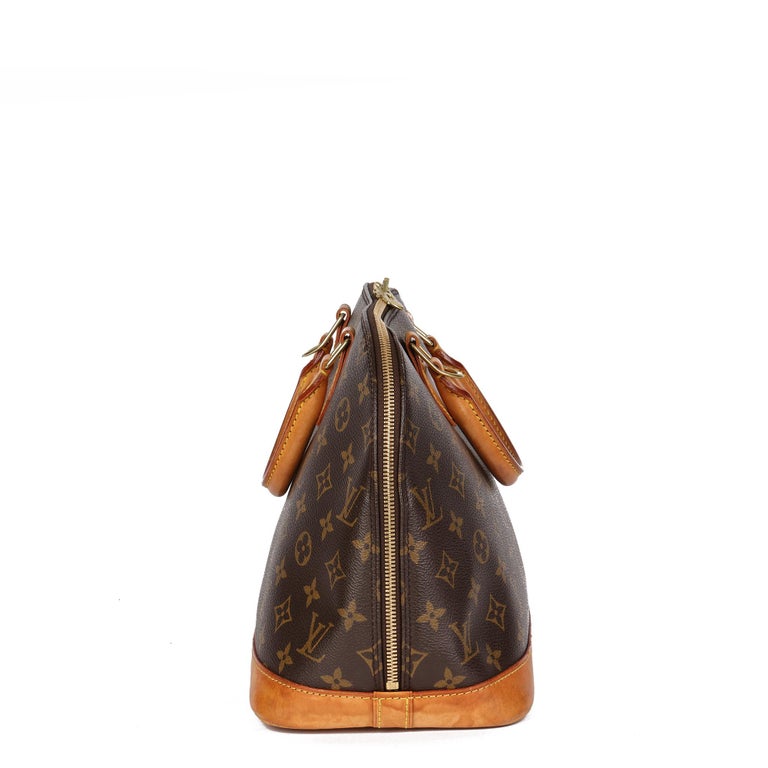 John Pye Auctions - LOUIS VUITTON, ALMA BROWN MONOGRAM CANVAS HANDBAG WITH  VACHETTA. ESTIMATED SIZE OF 29X23X15CM (ITEM INCLUDES A CERTIFICATE OF  AUTHENTICITY) AAW4539