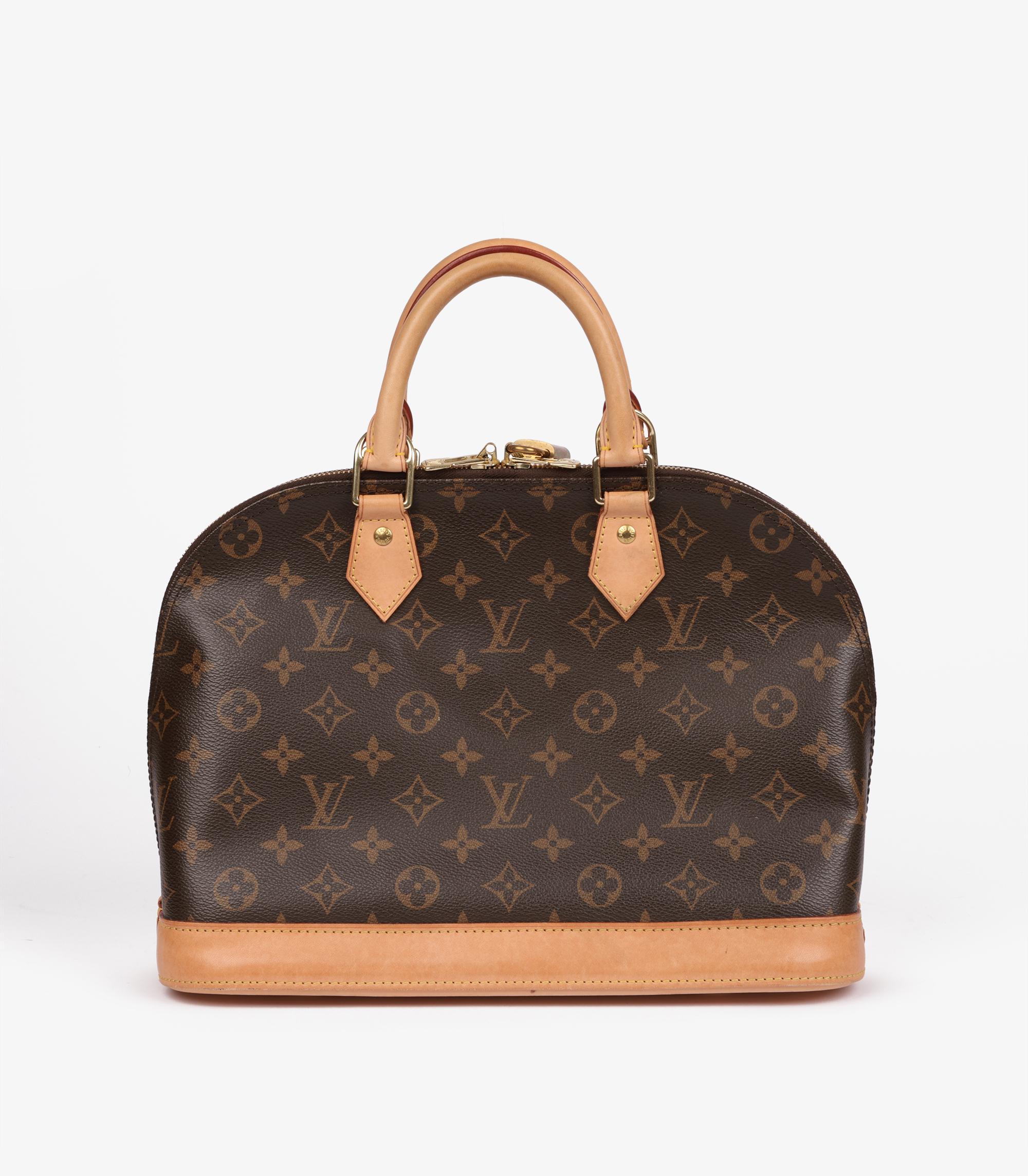 Women's or Men's Louis Vuitton Brown Monogram Coated Canvas & Vachetta Leather Alma PM For Sale