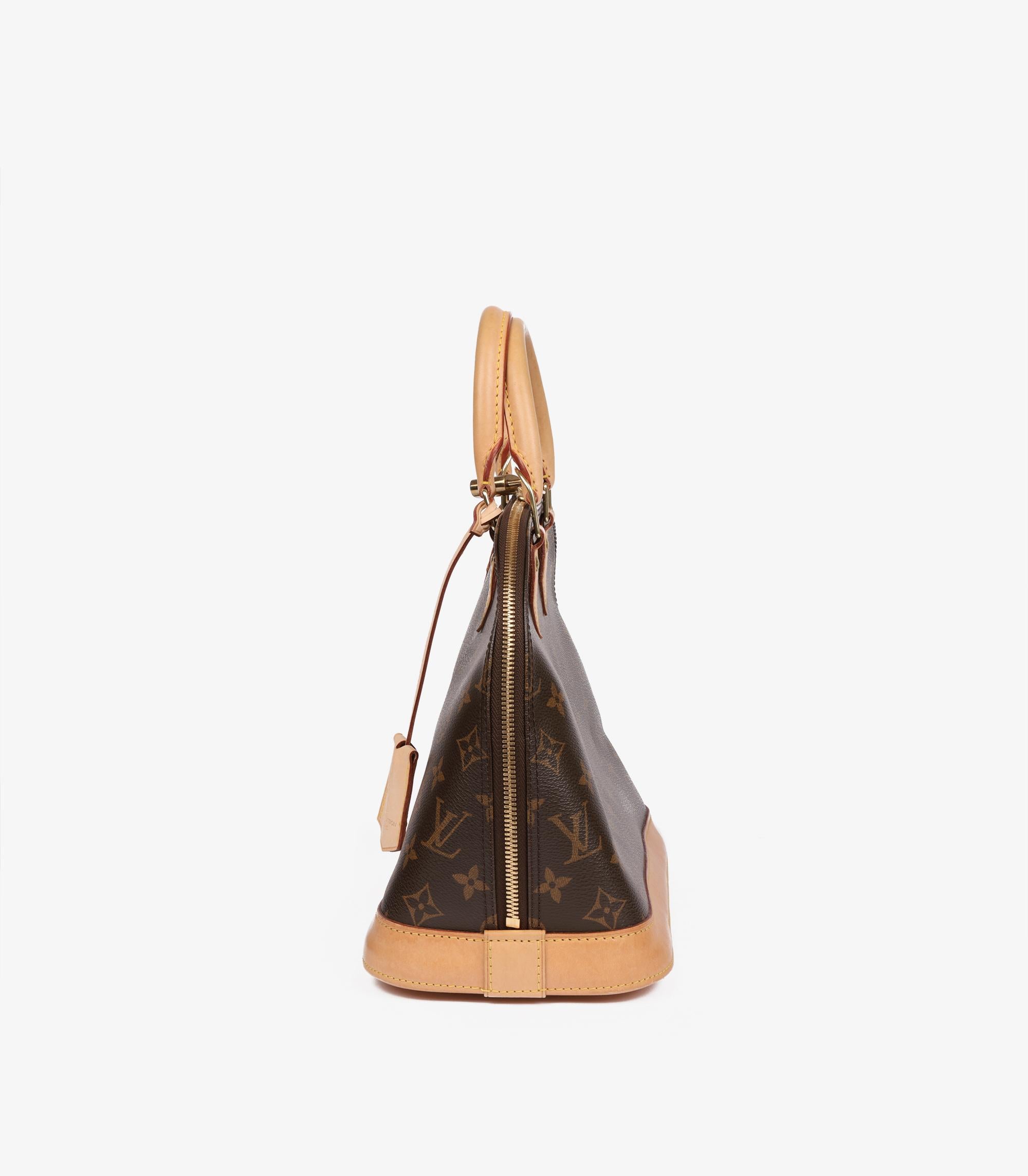 Louis Vuitton Brown Monogram Coated Canvas & Vachetta Leather Alma PM For Sale 2