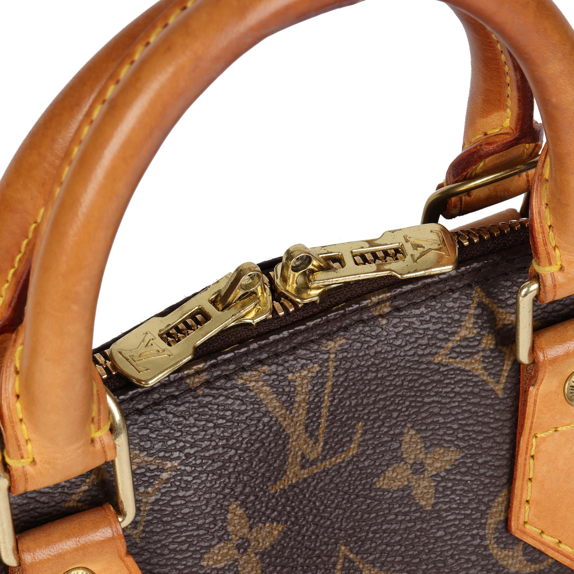 Women's LOUIS VUITTON Brown Monogram Coated Canvas & Vachetta Leather Alma PM