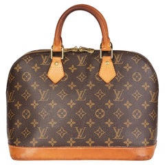 LOUIS VUITTON Brown Monogram Coated Canvas & Vachetta Leather Alma PM