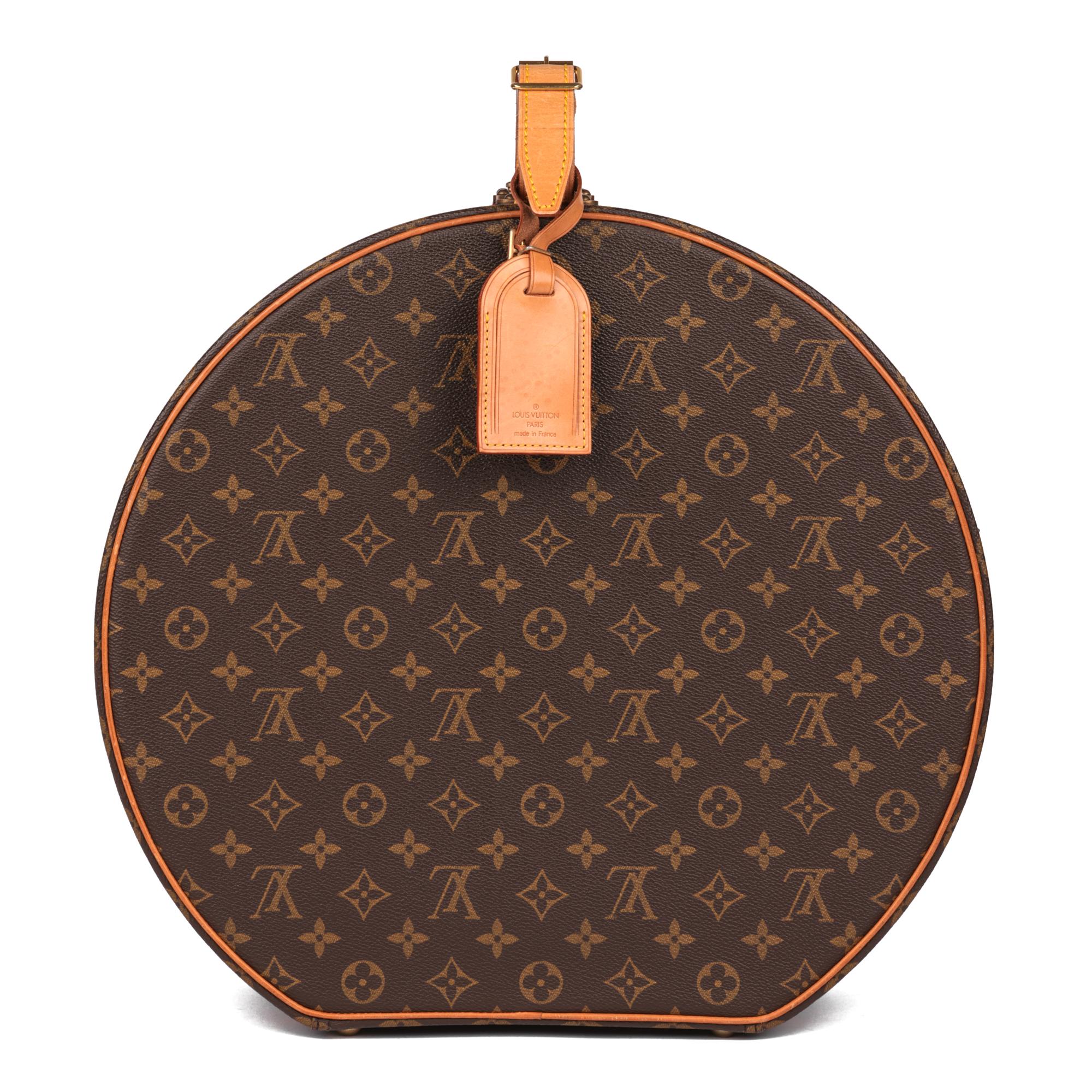  Louis Vuitton Brown Monogram Coated Canvas & Vachetta Leather Boite Chapeaux 40 Unisexe 