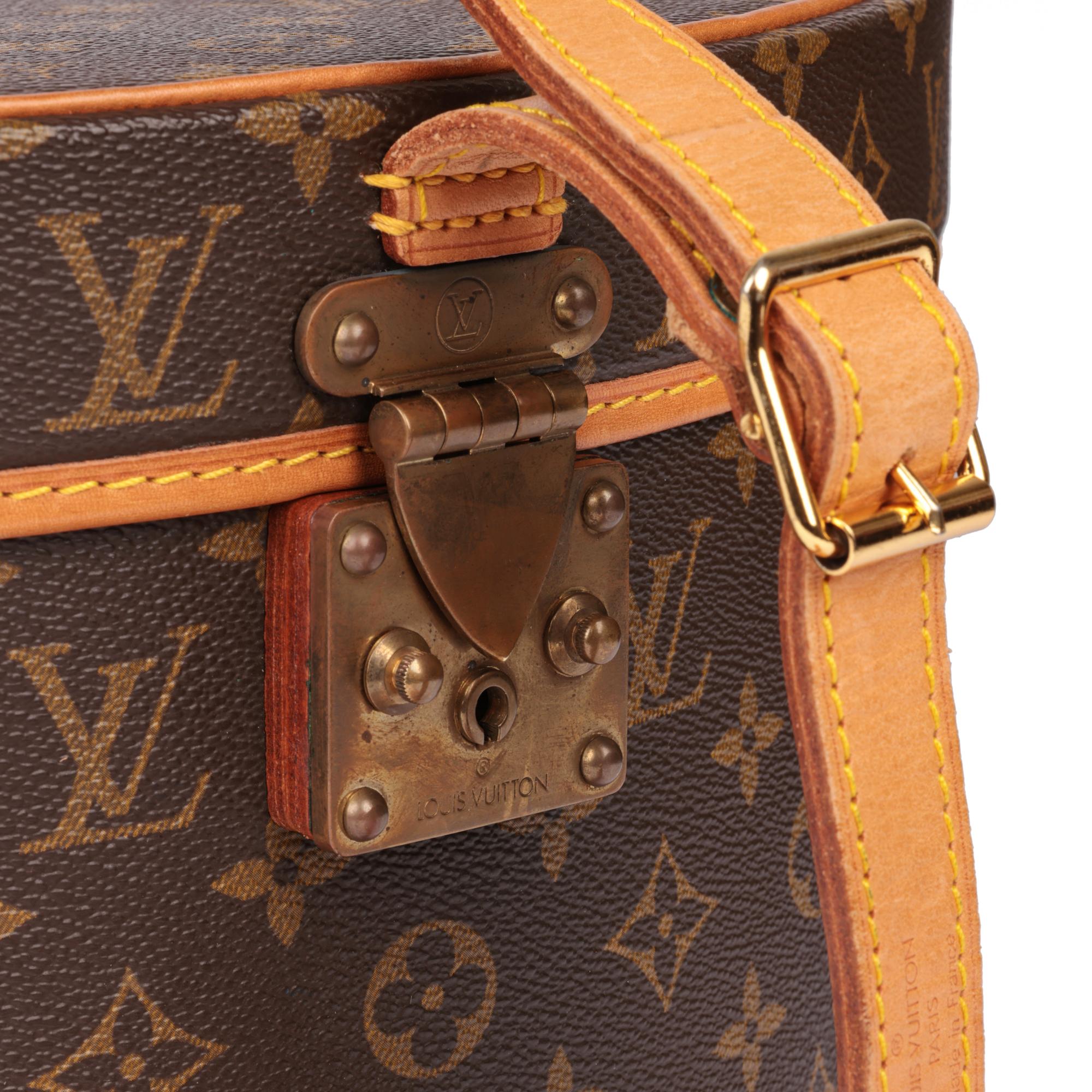 LOUIS VUITTON Brown Monogram Coated Canvas & Vachetta Leather Boite Chapeaux 40 For Sale 2