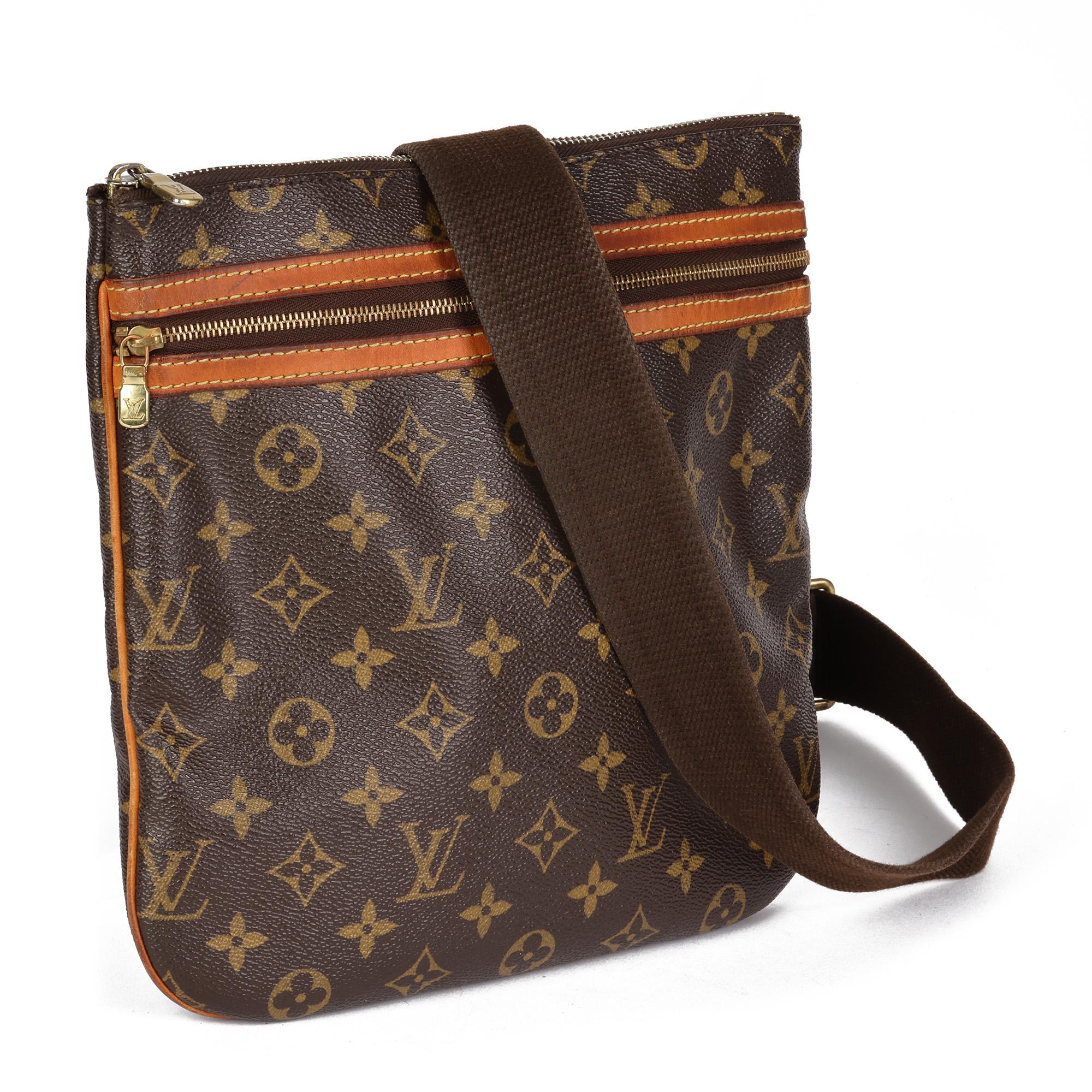 LOUIS VUITTON
Brown Monogram Coated Canvas & Vachetta Leather Bosphore Pochette Messenger

Xupes Reference: CB618
Serial Number: MI0085
Age (Circa): 2005
Authenticity Details: Date Stamp (Made in France)
Gender: Ladies
Type: Crossbody,