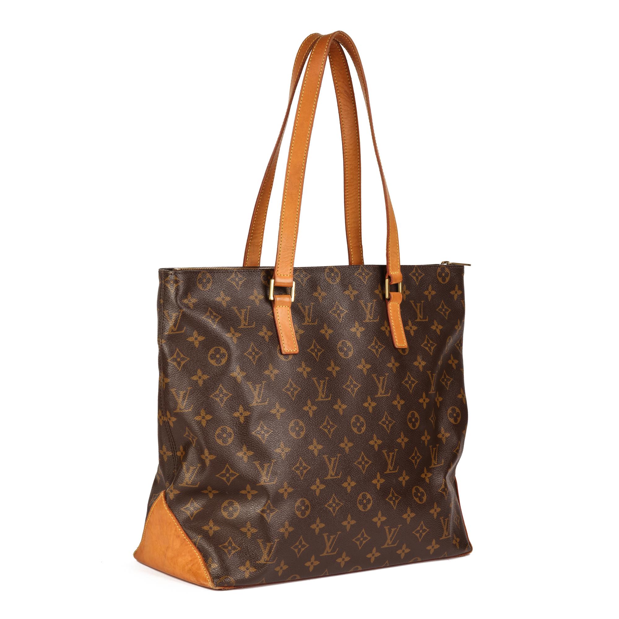 LOUIS VUITTON
Brown Monogram Coated Canvas & Vachetta Leather Vintage Cabas Mezzo

Serial Number: TH0092
Age (Circa): 2002
Authenticity Details: Date Stamp (Made in France)
Gender: Ladies
Type: Tote, Shoulder

Colour: Brown
Hardware: Golden